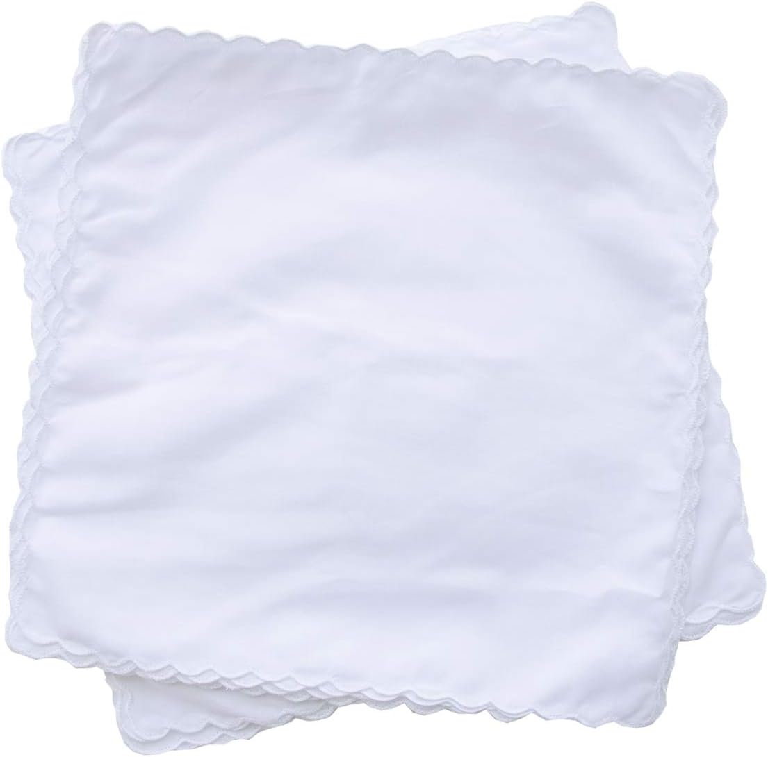 La Closure White Cotton Scalloped Edge Handkerchiefs Hankies -Square 30Cm image number 3