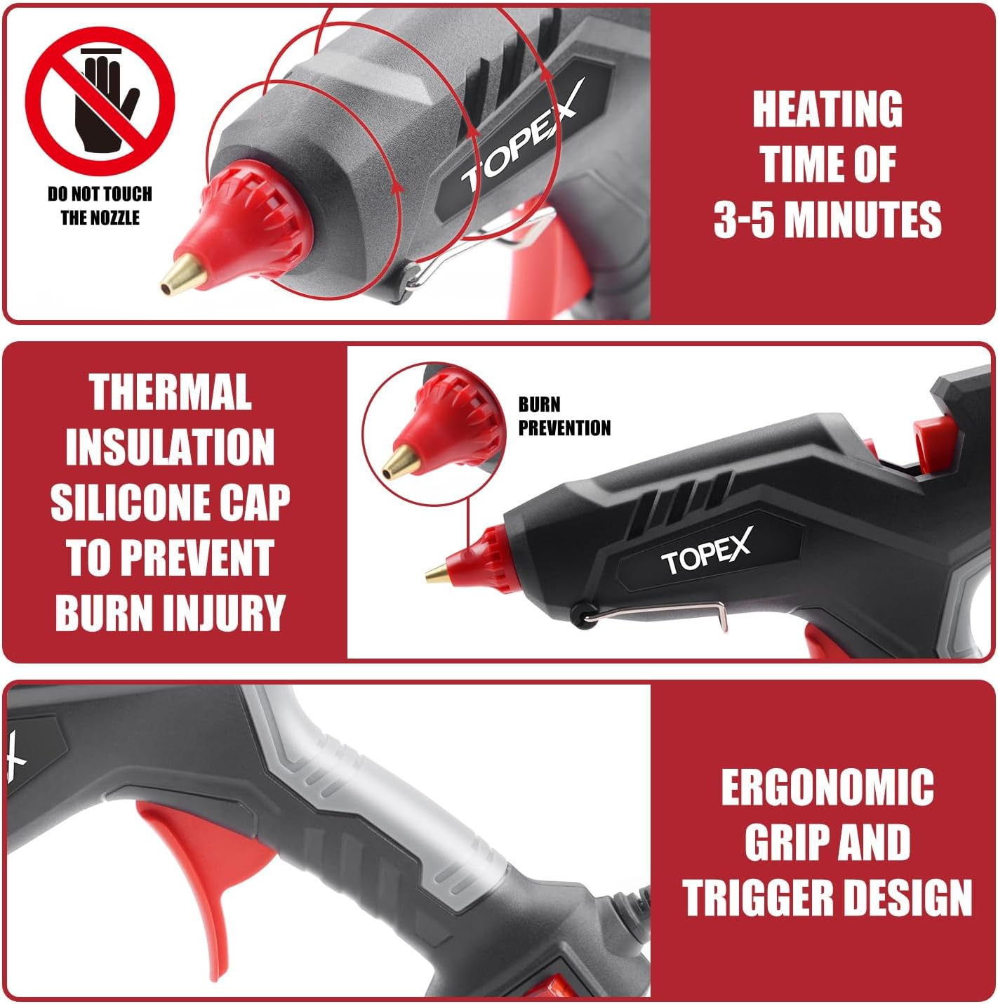 TOPEX 100W Hot Glue Gun Craft Kit & Glue Sticks image number 1