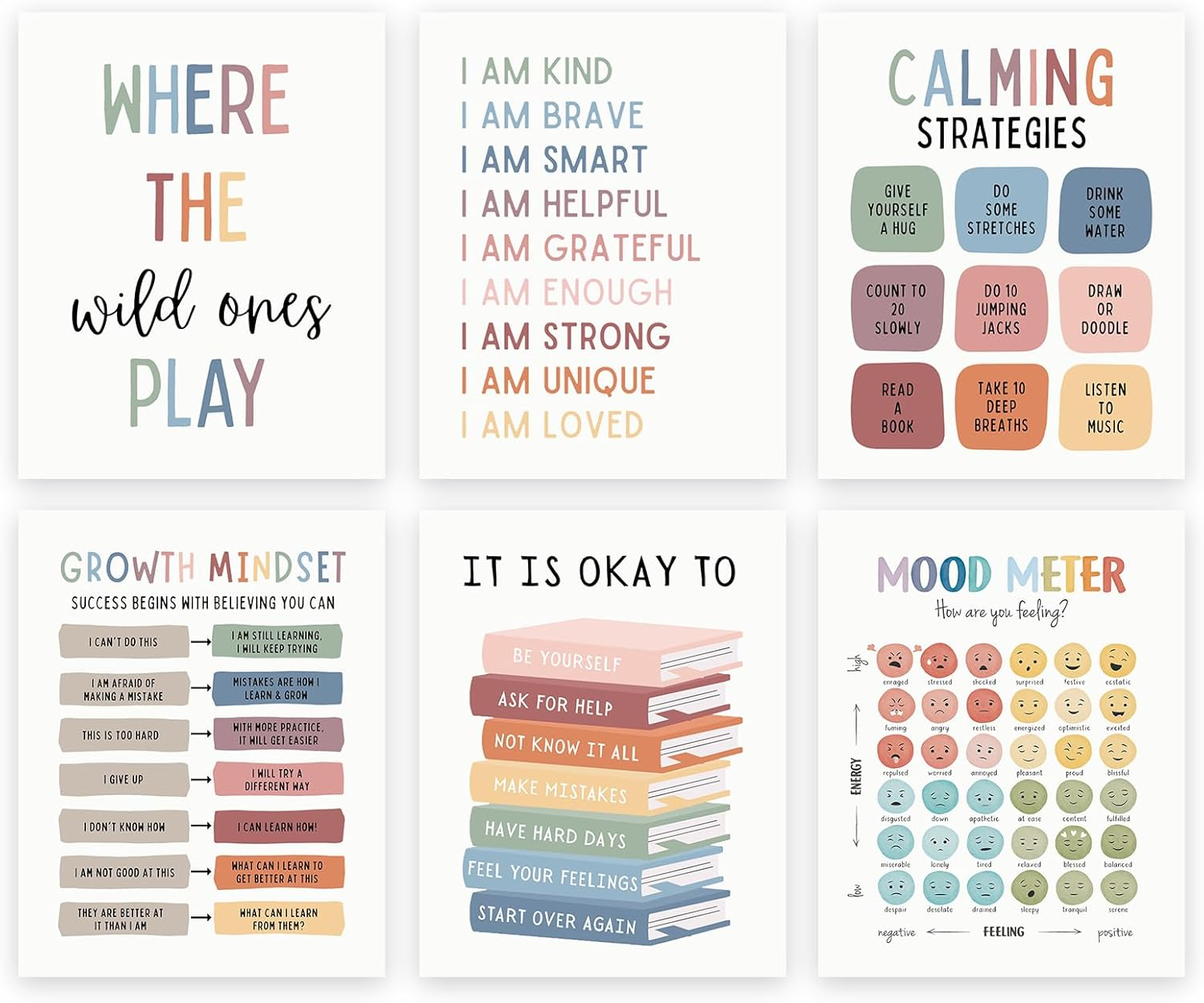 Alphabet Abc Chart Educational Wall Posters for Toddlers1-3, Days of the Week Fortoddlers Learninghomeschool Supplies Preschool Classroom Must Haves (Set of 9 8 X10 Inch Unframed)