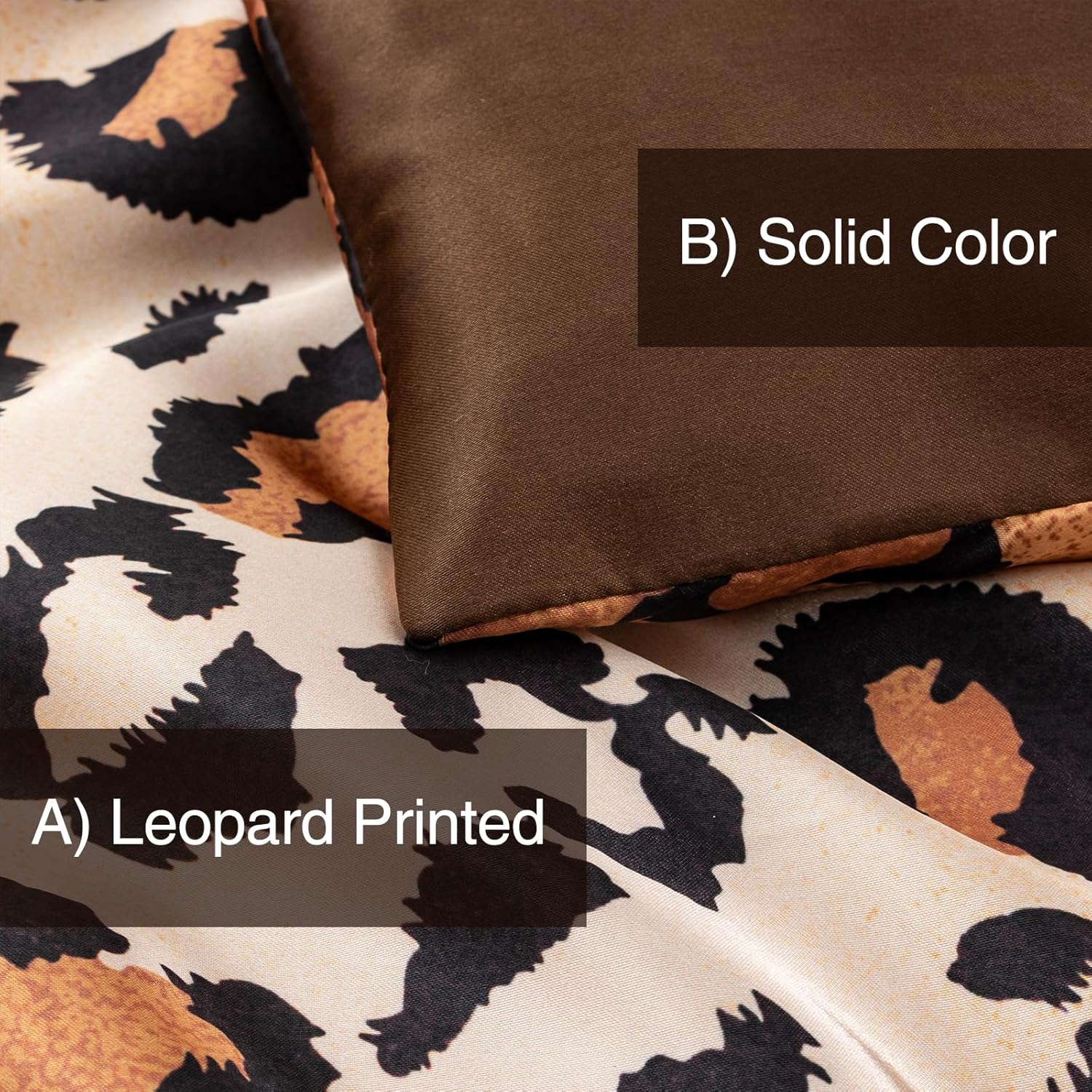 A Nice Night Leopard Printed，Satin Silky Soft Quilt Sexy Luxury Super Soft Microfiber Comforter Quilt Bedding Comforter Set Full/Queen, Light Weighted (Coffee, King(88-By-102-Inches)) image number 6