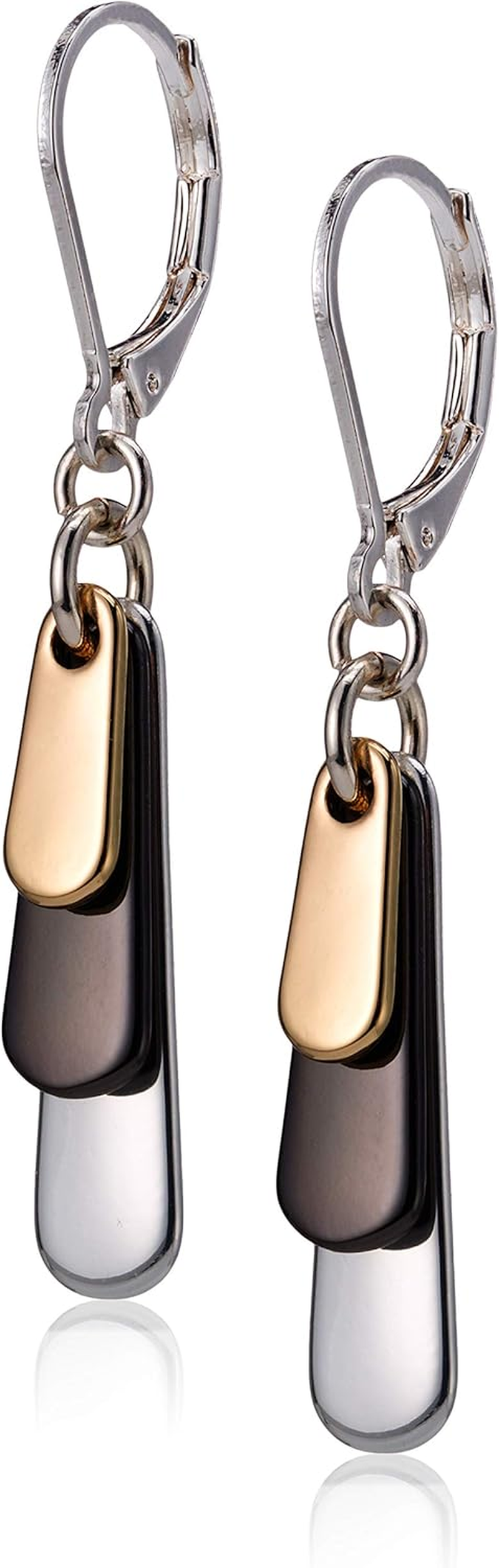 Nine West "Metal Motion" Tri-Tone Shaky Drop Earrings, Multi, Metal