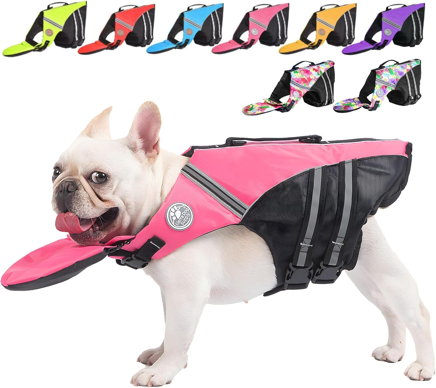 French Bulldog Life Jacket - Professional Dog Safety Vests for Swimming, Superior Buoyancy & Rescue Handle (Chest Girth: 17"-30" Weight: 17-28LB)