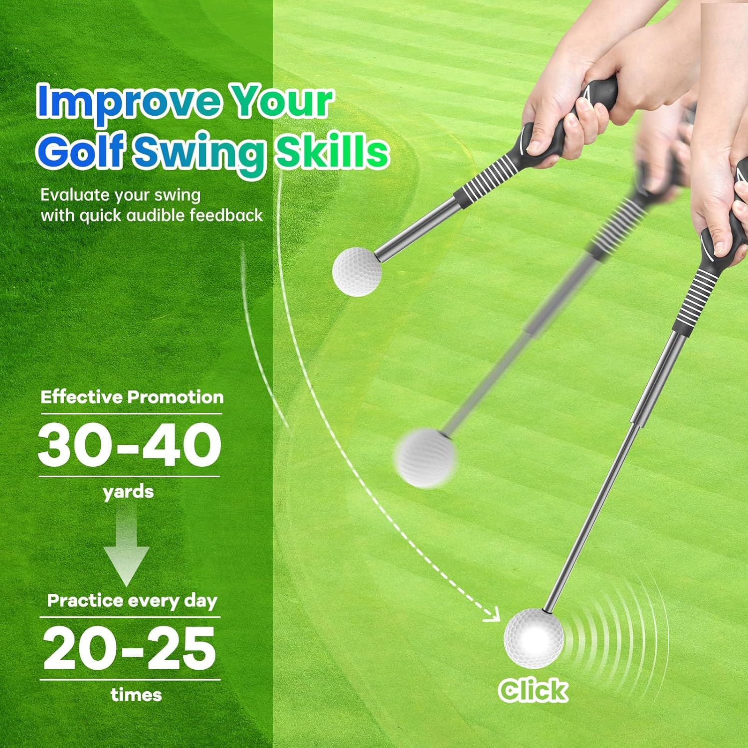 Retractable Golf Swing Training,Golf Training Aid,Golf Grip Trainer,Golf Accessories for Men,Right-Handed Strength & Tempo Training for Chipping Hitting image number 5