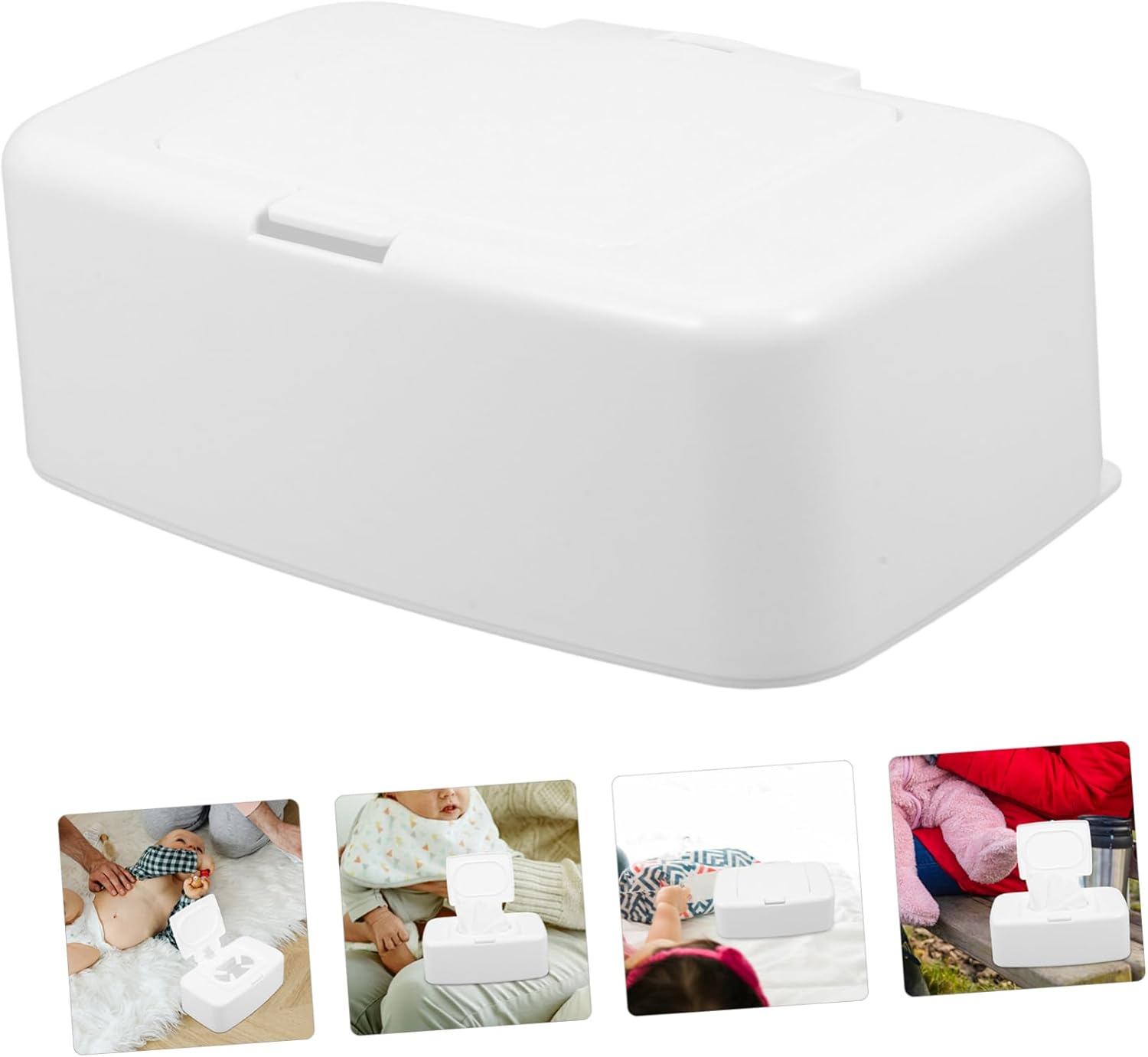 Alipis Refillable Wet Wipes Dispenser Box Plastic Travel Wipes Case White Key Press Holder for Nursery, Living Room, and Bedroom image number 6