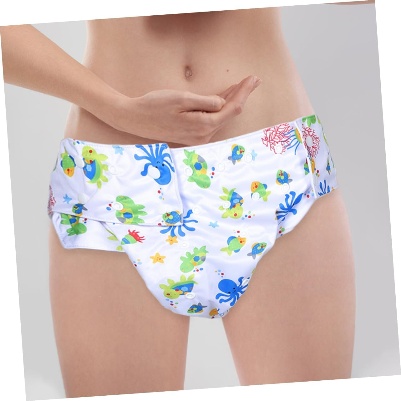 2Pcs Adjustable Reusable Adult Cloth Diapers with Snaps for Incontinence Leakproof Large Coverage Washable Swim Nappies for Seniors Disability Postpartum Care image number 6