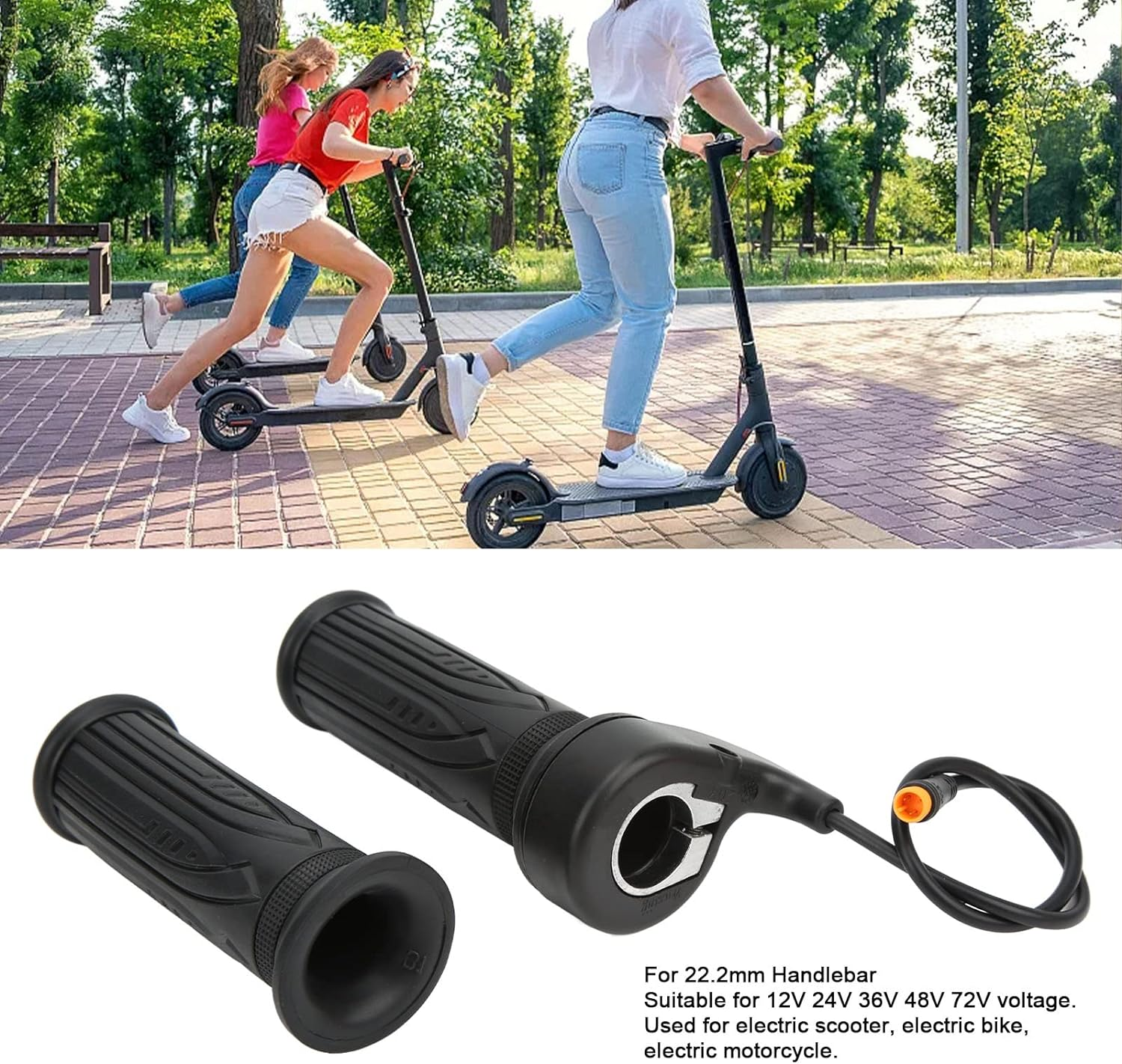 1 Pair Electric Bike Throttle, E Bike Throttle Waterproof Connector, E Scooter Accelerator Throttle Connector, 20X Speed Throttle Grip for 22.2Mm Handlebars image number 6