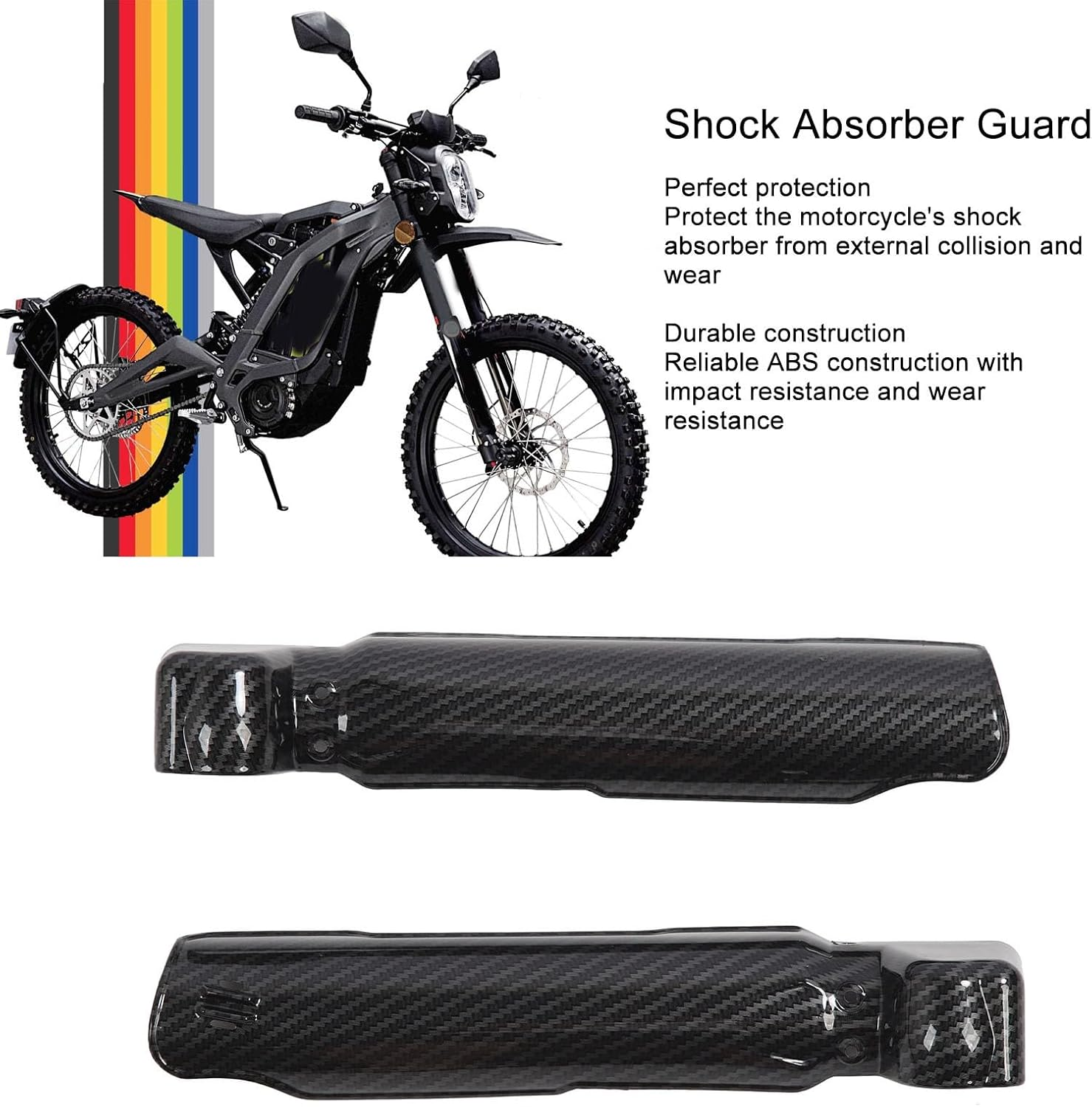 2PCS Shock Absorber Guard, Carbon Fiber Motocycle Fork Guard Protector, Front Fork Covers Replacement for Surron Light Bee X S image number 6