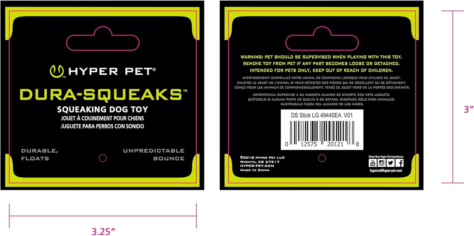 Hyper Pet Dura-Squeaks Stick Dog Toy, Large image number 5