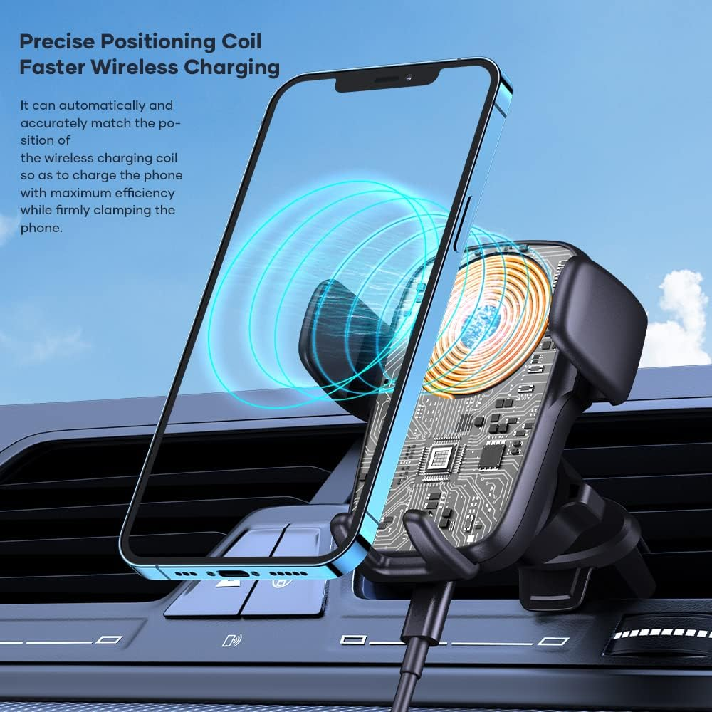 Rock Fast Wireless Car Charger 15W Electric Intelligent Car Mount 360 Degree Adjustable image number 1