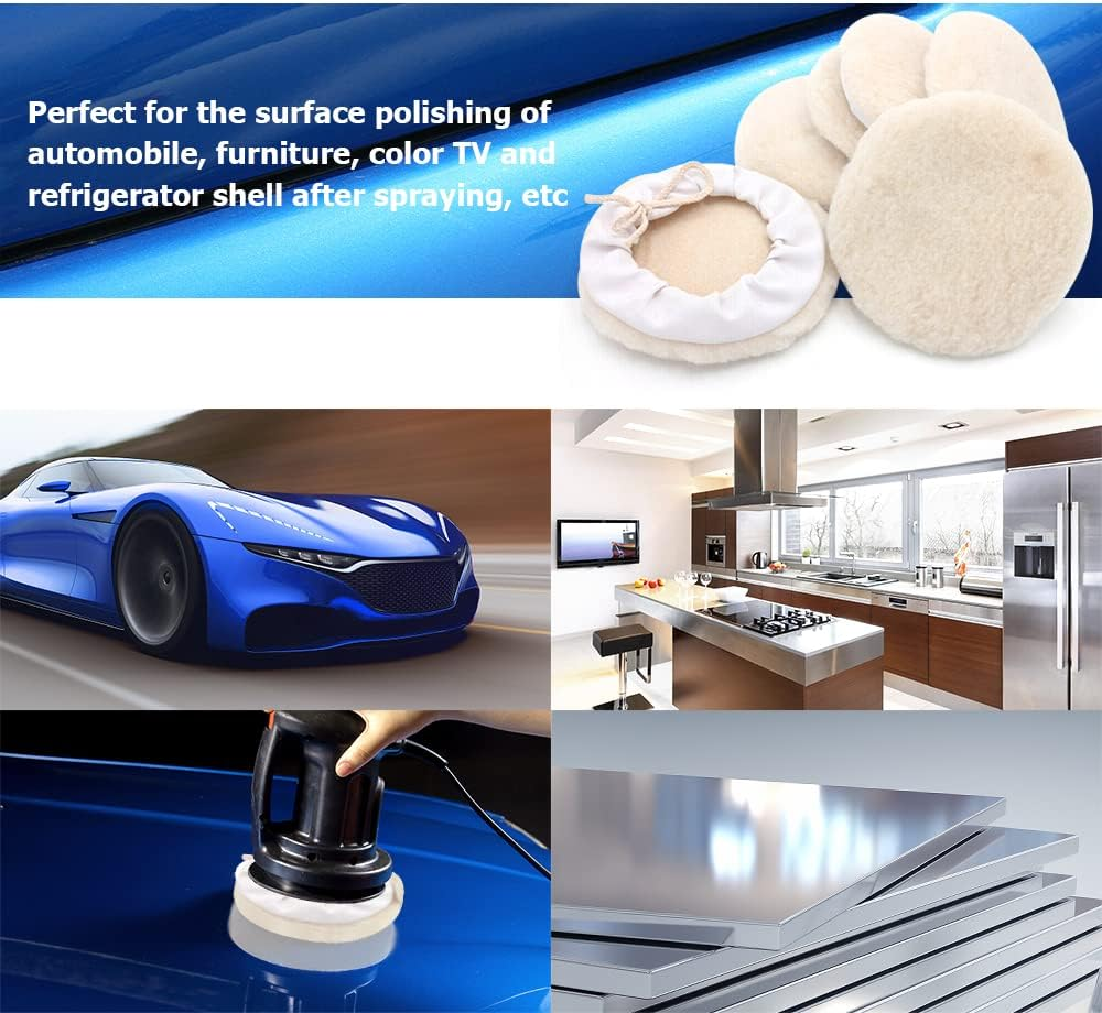 6Pcs 7-Inch Buffing Pads Car Bonnet Buffing Waxing Pad Kit Buffer Polishing Polisher Pad Wool Buffering Pads for Drill Body Repair Buffing & Polishing Pads image number 4