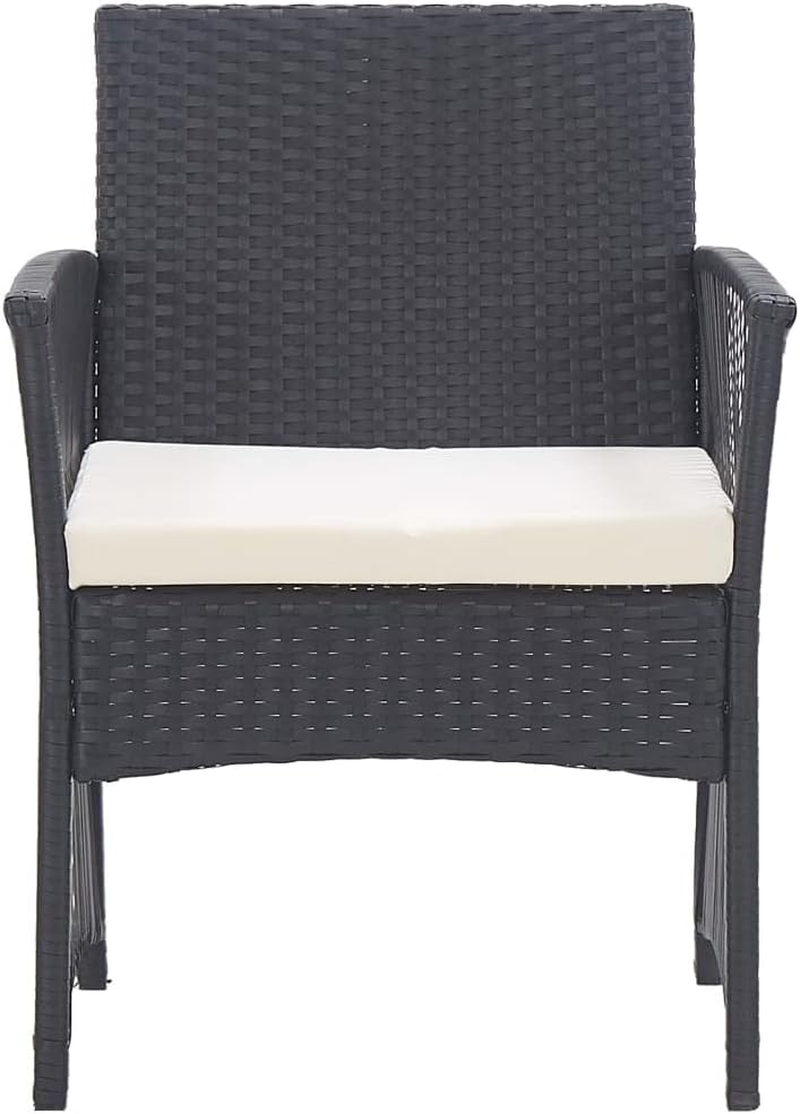 ** Vidaxl Garden Armchairs with Cushions - Black Poly Rattan, Patio Dining Chairs, Set of 2 image number 3