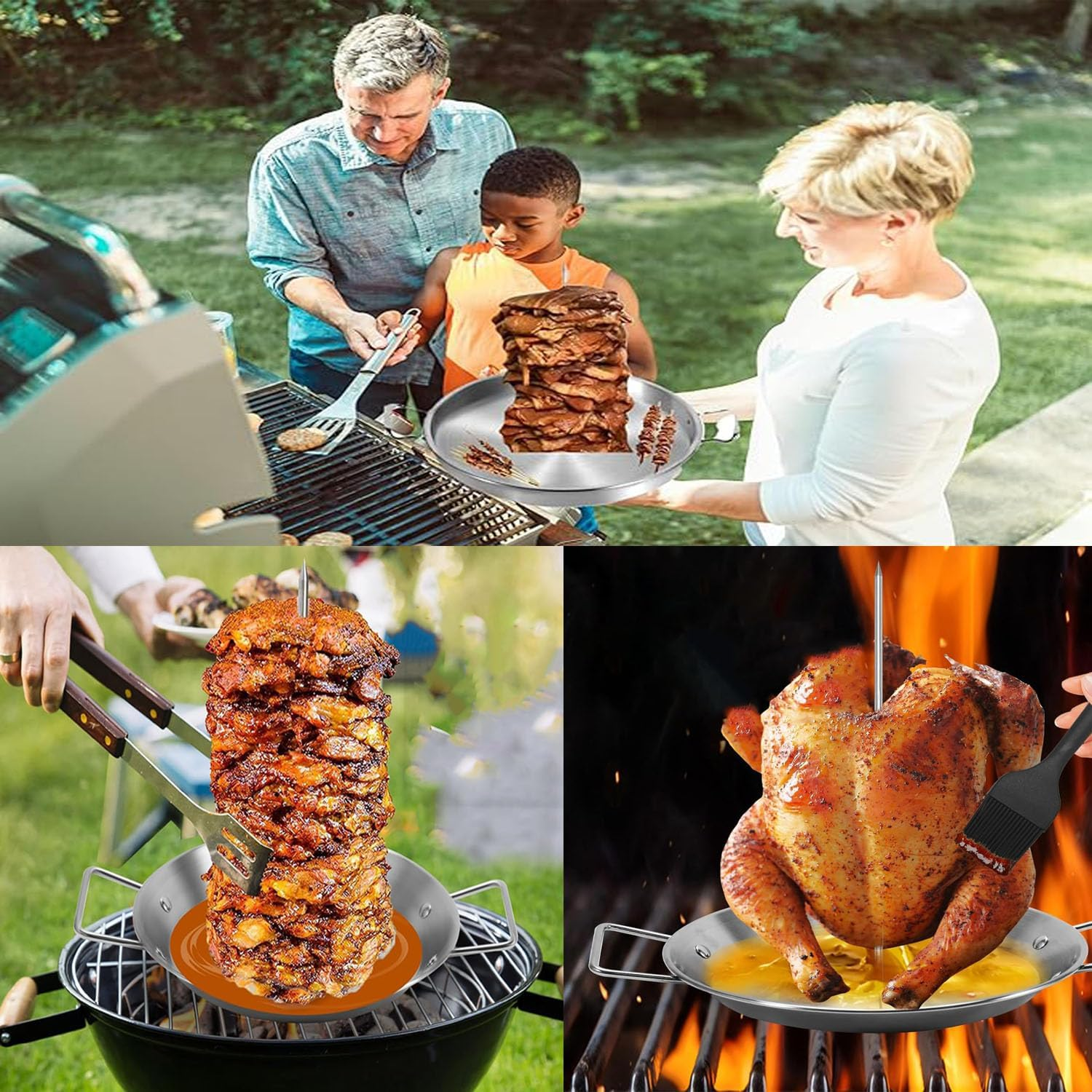 Vertical Skewer Grill, 304 Stainless Steel Vertical Skewer with 8/10/12Inch Roasting Sticks, Reusable Vertical Barbecue Rack Vertical Roasting Pans Grill Accessory for Picnic Kebabs image number 2