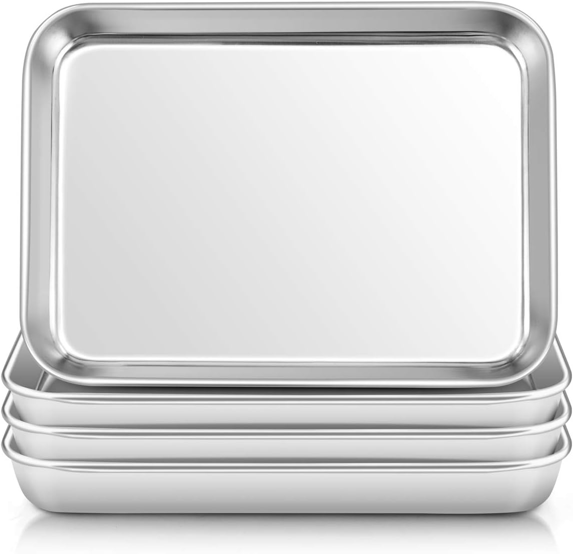 E-Far Stainless Steel Kids Plates, 4 Pieces Mini Metal Dinner Dish Set for Kids Toddler Child, 7.3&rdquo; X 5.3&rdquo; X 0.75&rdquo;, Non-Toxic & Dishwasher Safe, Great for Self-Feeding/Picnic/Outdoor Camping image number 6