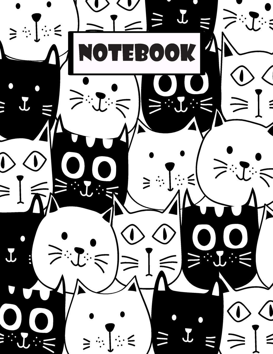 Notebook: Black and White Cats Notebook and Lined Pages, Extra Large (8.5 X 11) Inches, 110 Pages, White Paper (Notebook for Girls)