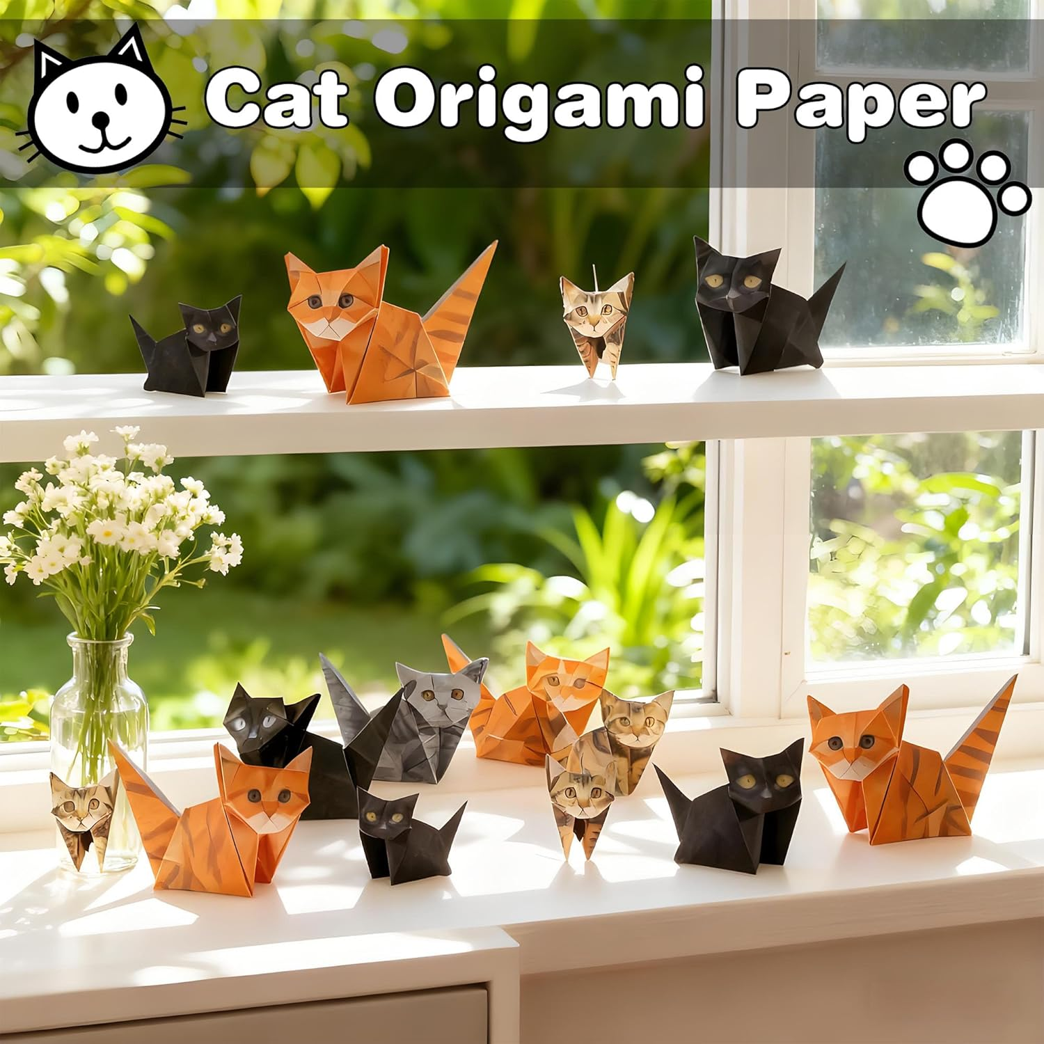 DIY Paper Cats Origami Kit,Cute Kitten Origami Papercraft Kit,Fun 3D Craft Origami Cats Paper Activity, Funny Christmas Birthday Gifts Stocking Stuffers Home Desk Decor image number 4