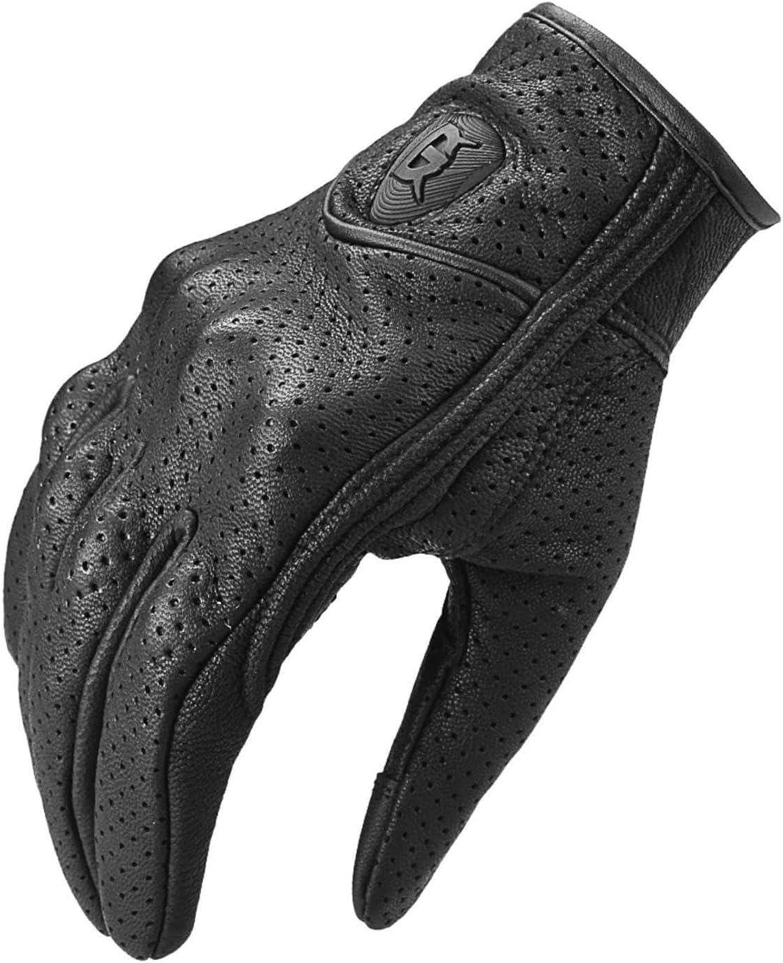 IOIUSKKU Full Finger Leather Motorbike Gloves Summer Touchscreen for Men Women Breathable and Lightweight, Black, L