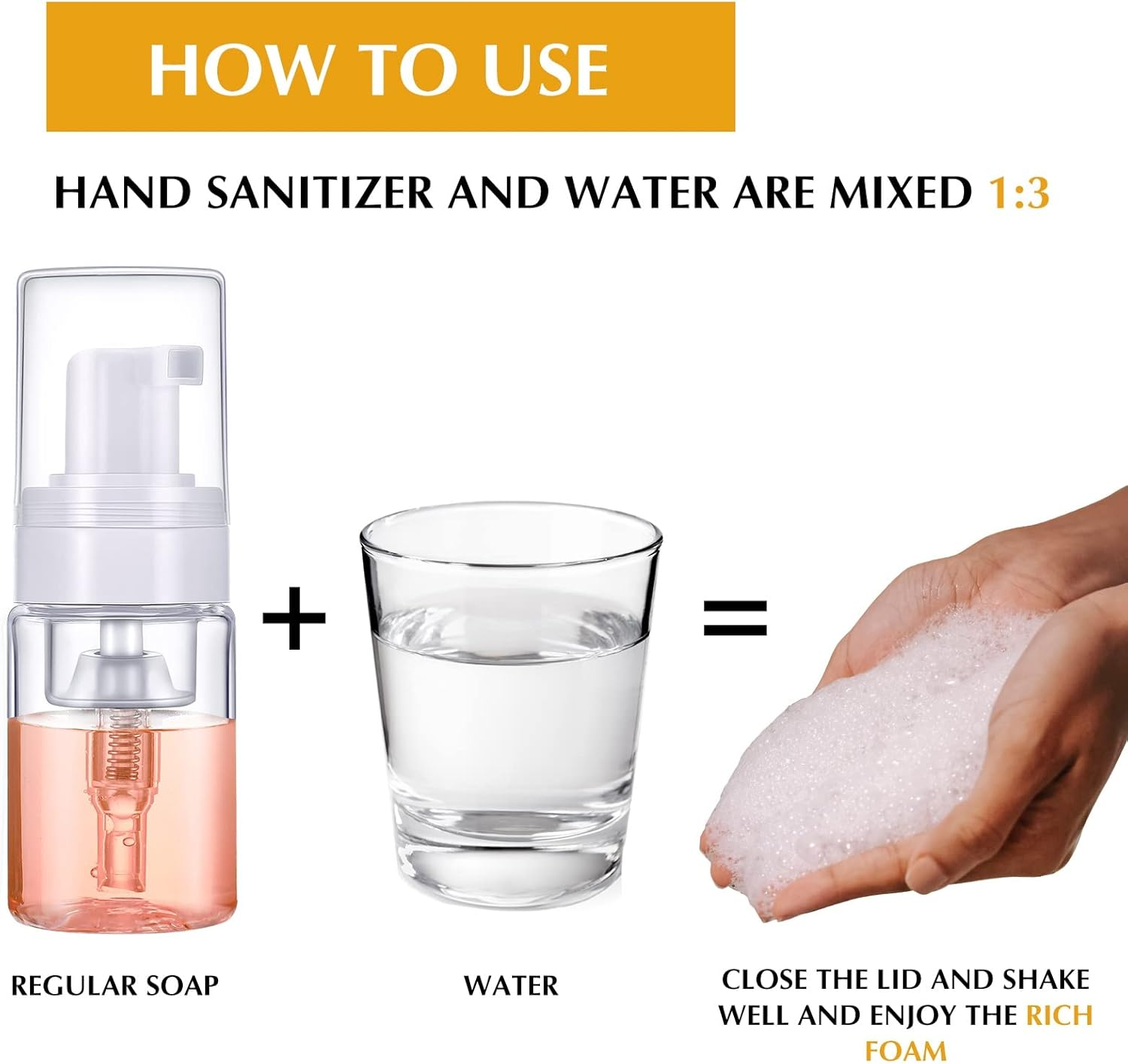 50 Pack Foam Pump 1Oz/30Ml Refillable Dispenser Travel Size Plastic Mini Bottle for Lash Shampoo, Cleaning, Cosmetics - Portable Clear Foaming Packaging, Transparent image number 5