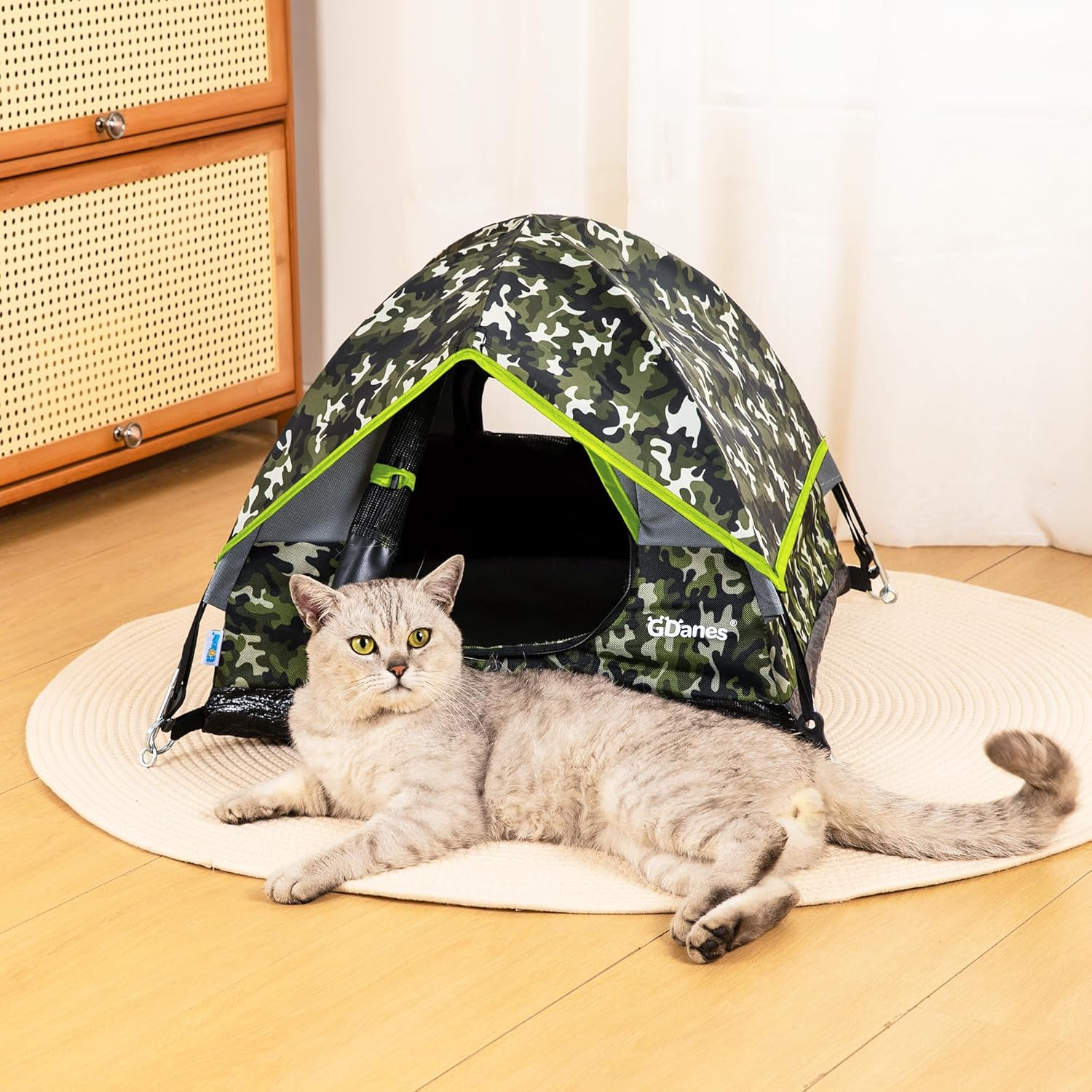 Gdanes Camouflage Cat Tent, Portable Pet Cat House with Soft Pad, Cat Cave, Dog House for Small Medium Dogs and Rabbits image number 1