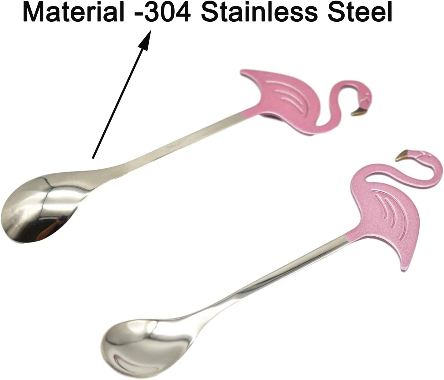 Maydahui 2PCS Flamingo Spoons 5.1 Inch（13Cm） Animal Spoon18/8（304） Stainless Steel Dessert Coffee Stirring Spoon Teaspoon Tableware Kitchen Tools