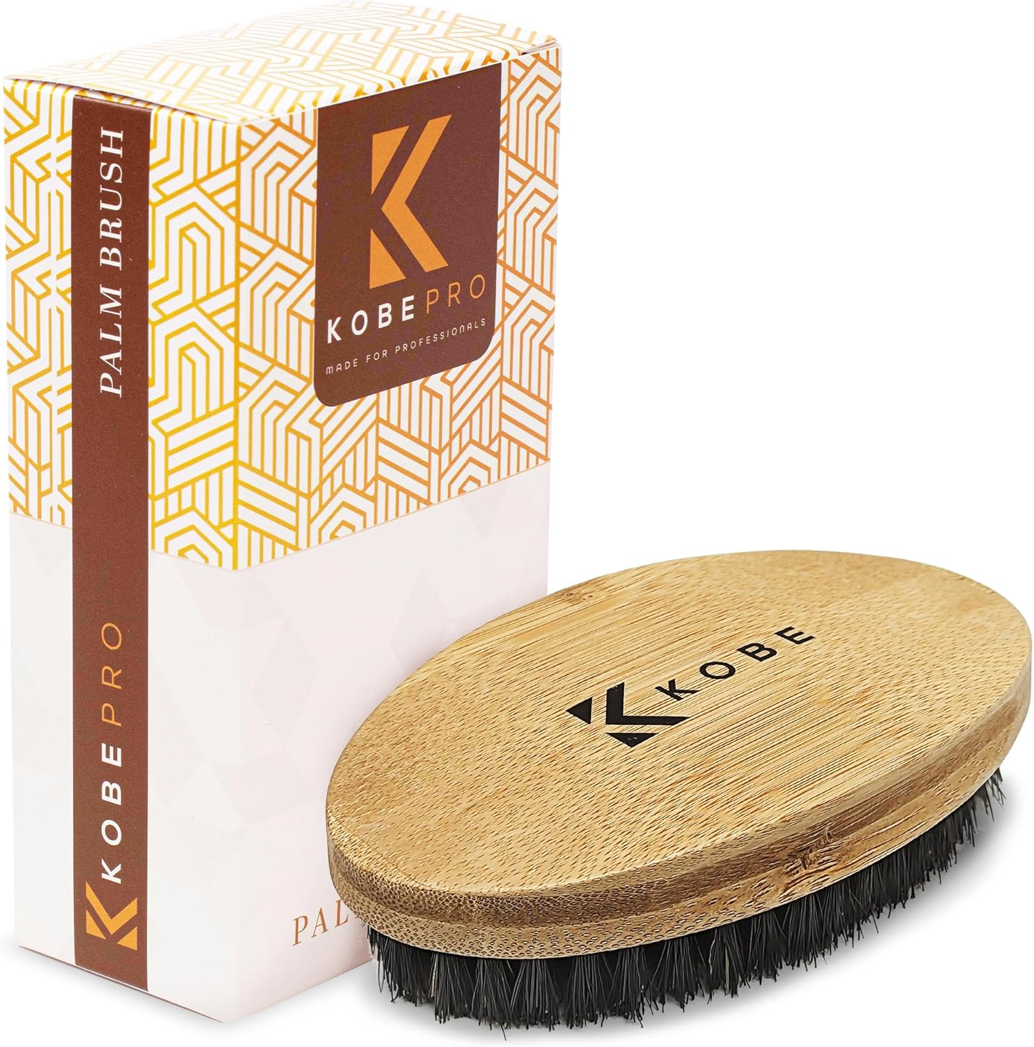 Kobe Palm Men'S Military Style Boar Bristle Hair Brush/Beard Brush - Hand Sized Beard Brush for Men - Perfect for Beard Care - Works Well with Beard Oils (Bamboo) - Beech image number 7