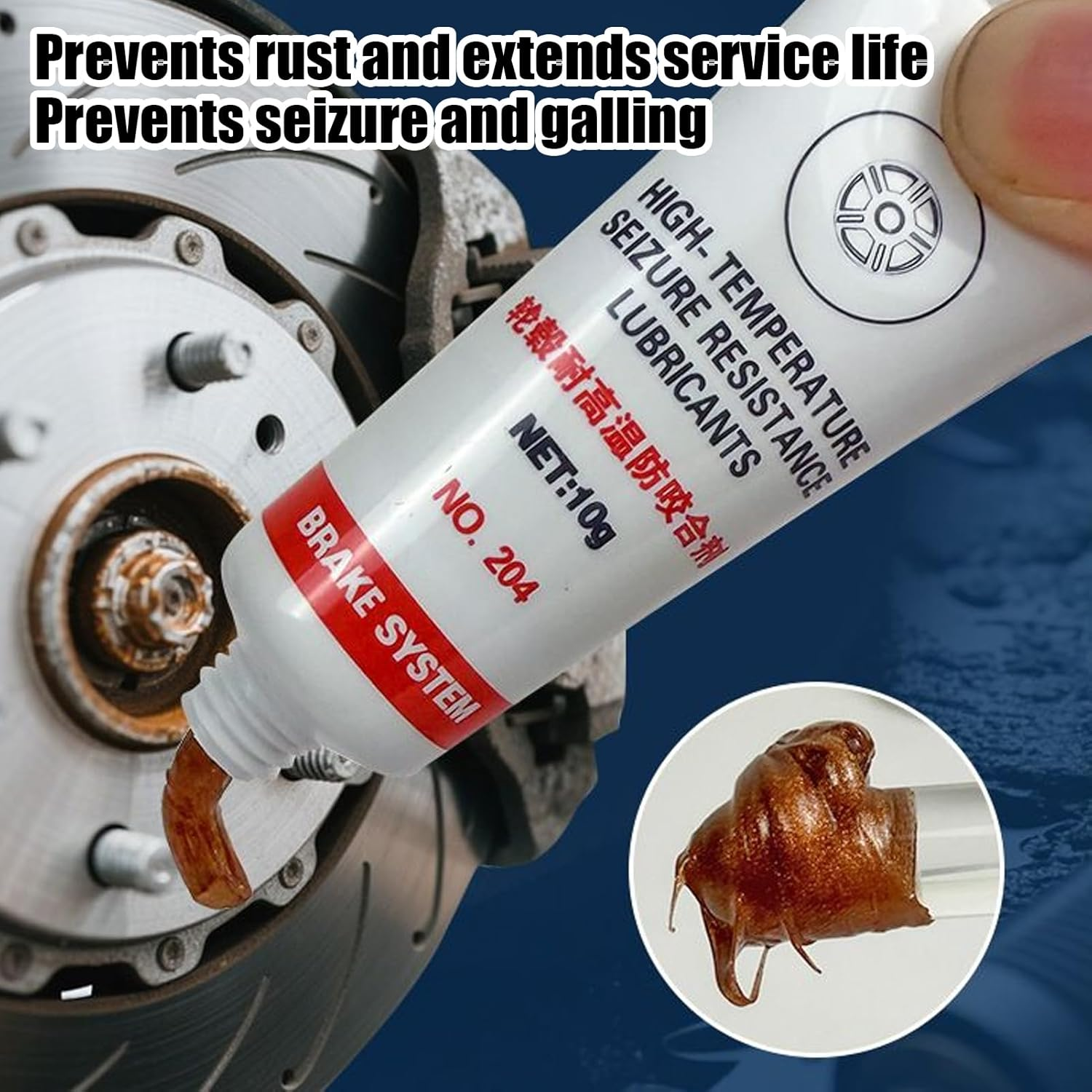 Brake Grease | Anti-Seize Thread Lubricant - Anti-Rust Compound Portable 10 Piece for Car Thread Bolt Hub Disc Spark Pin image number 5