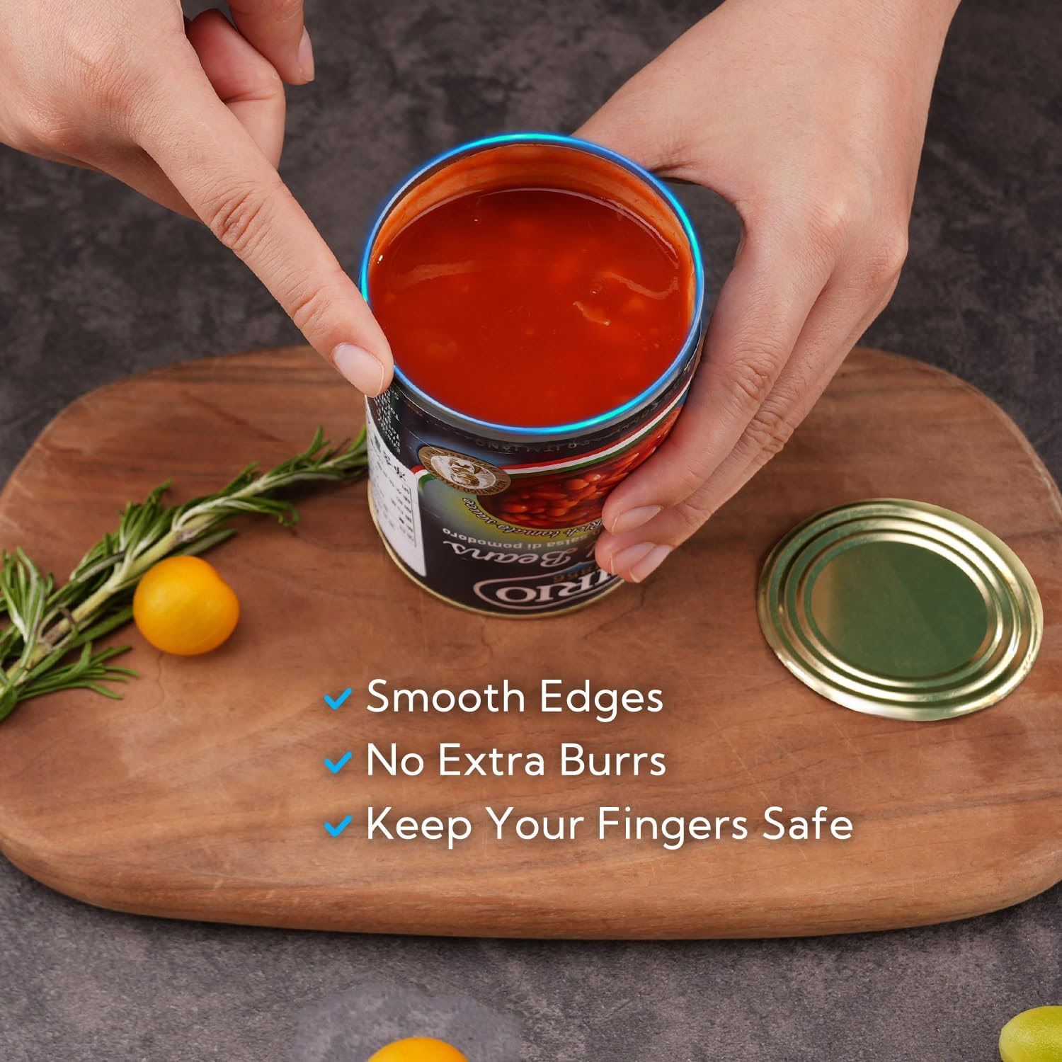 KITCHENDAO Replaceable Can Opener with 2 Extra Blades, Super Sharp Manual Can Opener with Magnet, Smooth Edge Cut Handheld Tin Opener, Large Turning Knob for Seniors & Arthritis, Black image number 4