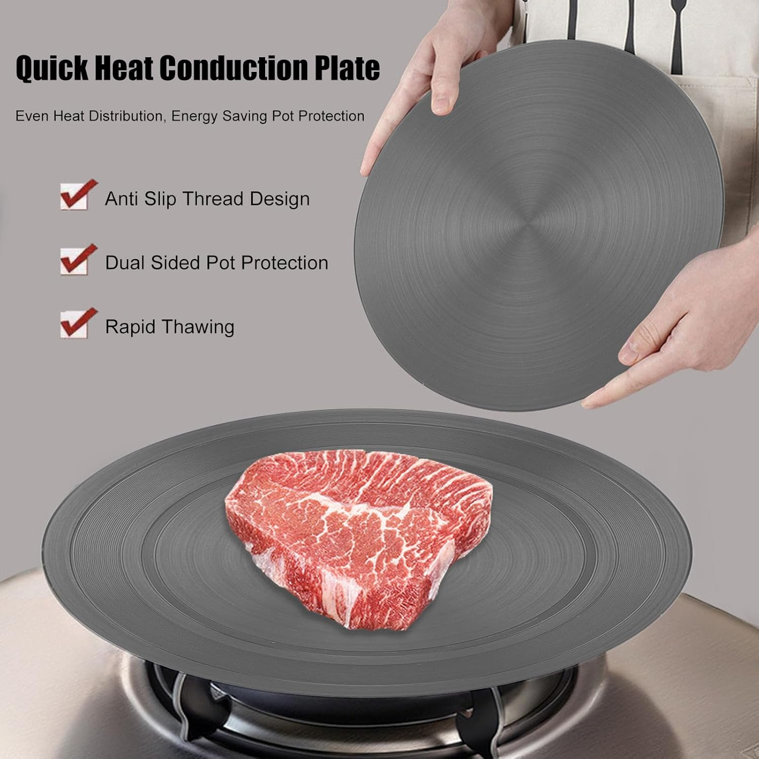 Heat Diffuser Plate Simmer Plate for Gas Stove Enhanced Heat Conduction Ware Heat Tamer,Energy Saving and Heat Preservation Ceramic Finish Heat, for Gas Stove Cookware Accessories image number 5