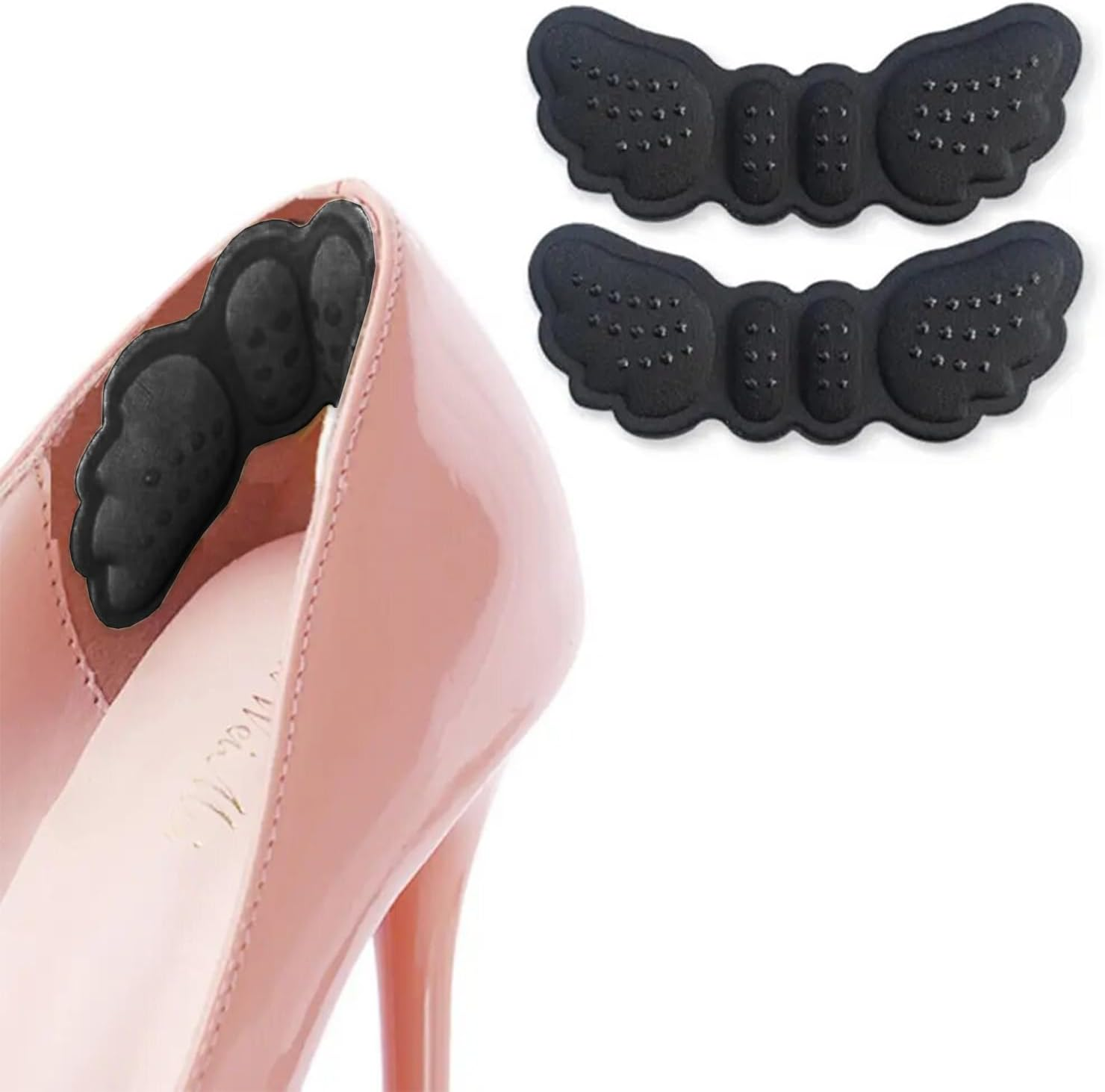2-Pack Heel Grips &ndash; Anti-Slip Cushion Liners (6Mm Thick) &ndash; Sticky Fabric Heel Pads for Loose & Big Shoes, Blister Prevention &ndash; Shoe Inserts for Women & Men &ndash; Fits High Heels, Sneakers, Dress Shoes (Black (6Mm))