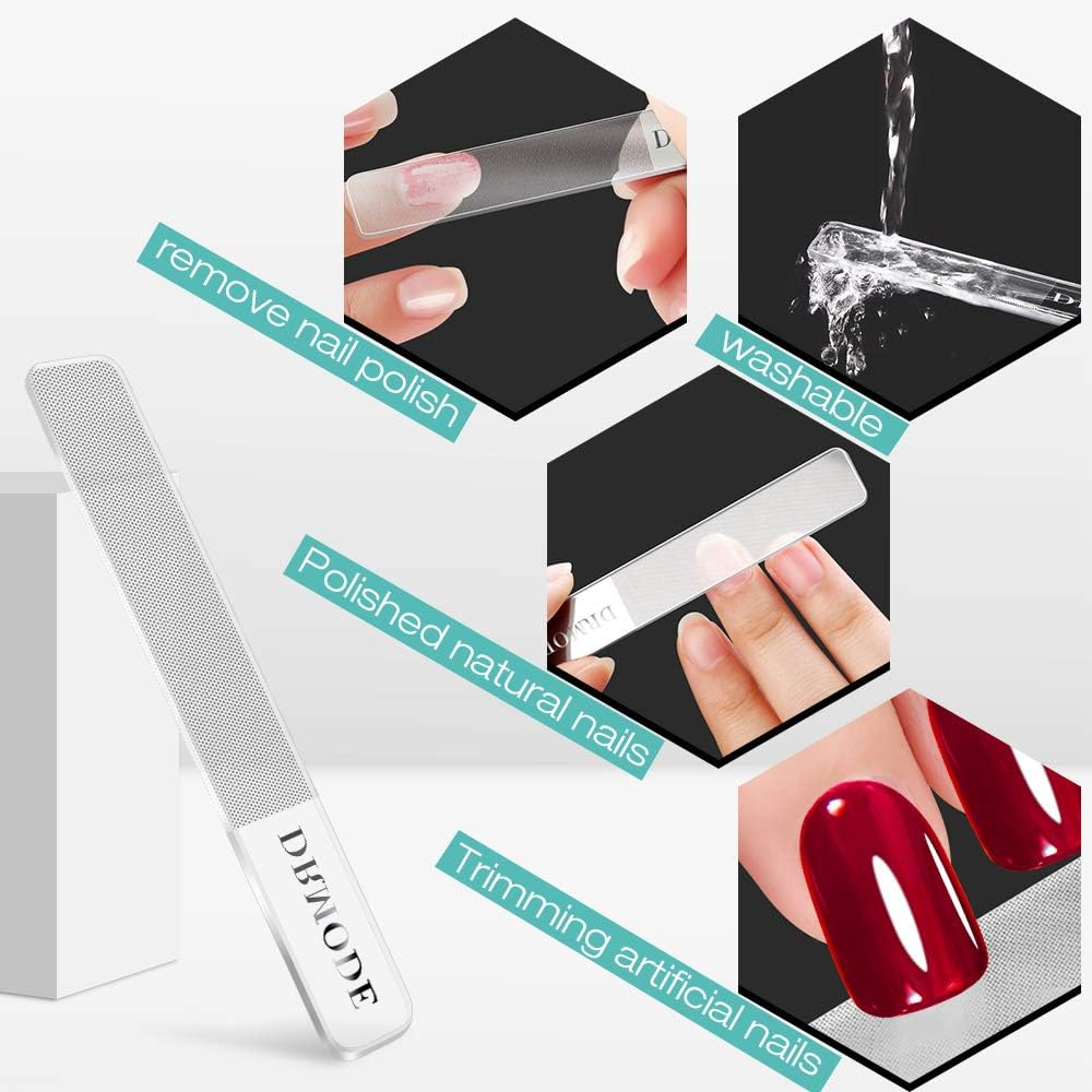 Glass Nail Shiner - DRMODE 2PC Upgrade Nail Buffers Nano Glass Nail Files Polisher Professional Crystal Manicure Tools Kit for Natural Nails image number 1