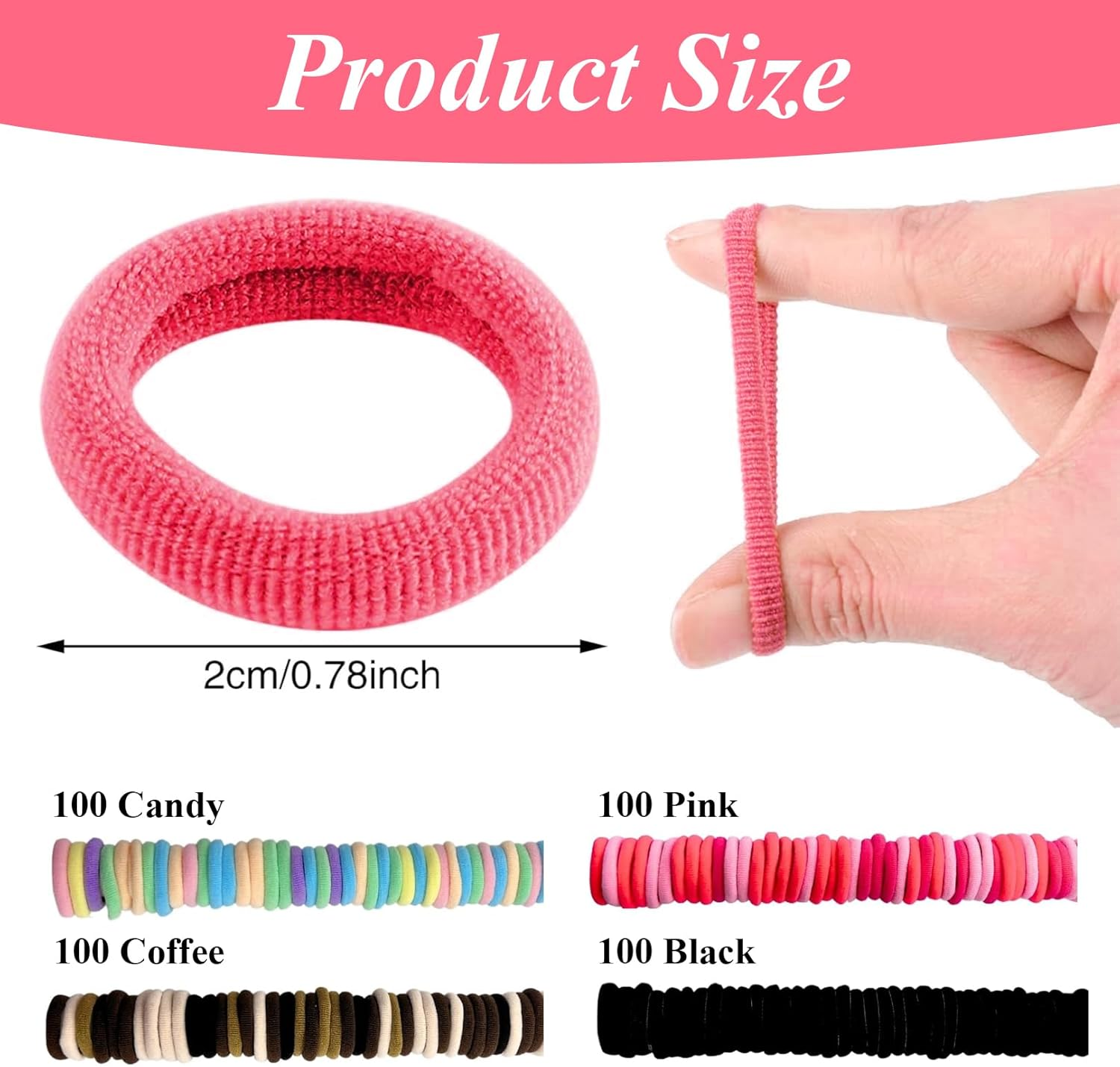 Pack of 400 Hair Bobbles, Mini Hair Bands, Rubber Bands, No Damage Hair Elastics, Colourful Hair Accessories, Girls Durable Hair Clips, for Toddlers, Children and Girls image number 5