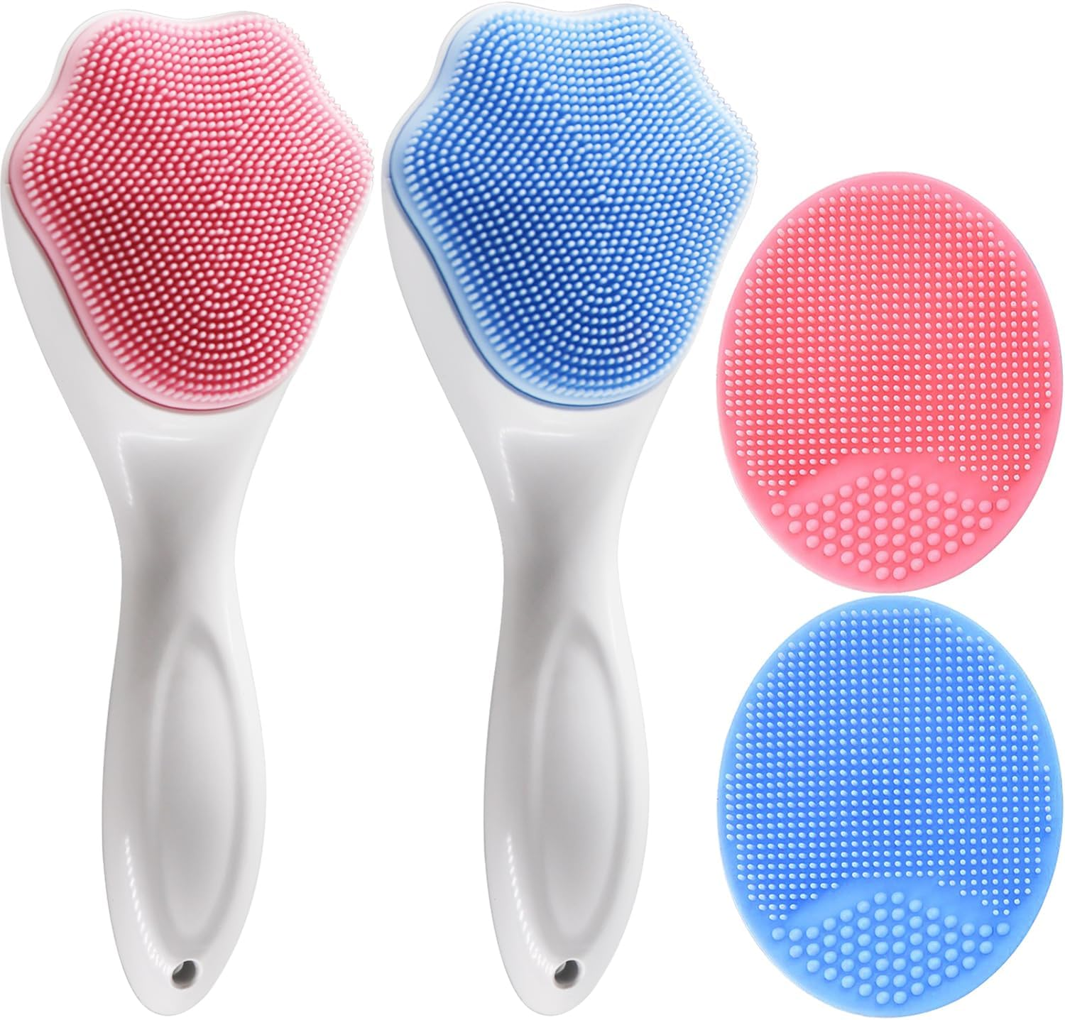 Silicone Face Scrubber and Exfoliator Brush - Facial Cleansing Brush for Blackhead, Acne, Pore, Cradle Cap - Deep Cleaning Skin Care 4 Pack image number 3