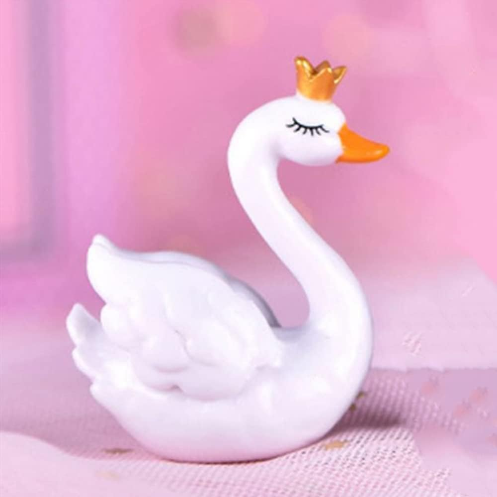 8Pcs White Swan Plastic Animal Small Statue, Miniature Figurines Swan Model Fairy Garden Landscape DIY Crafts Ornament Accessories