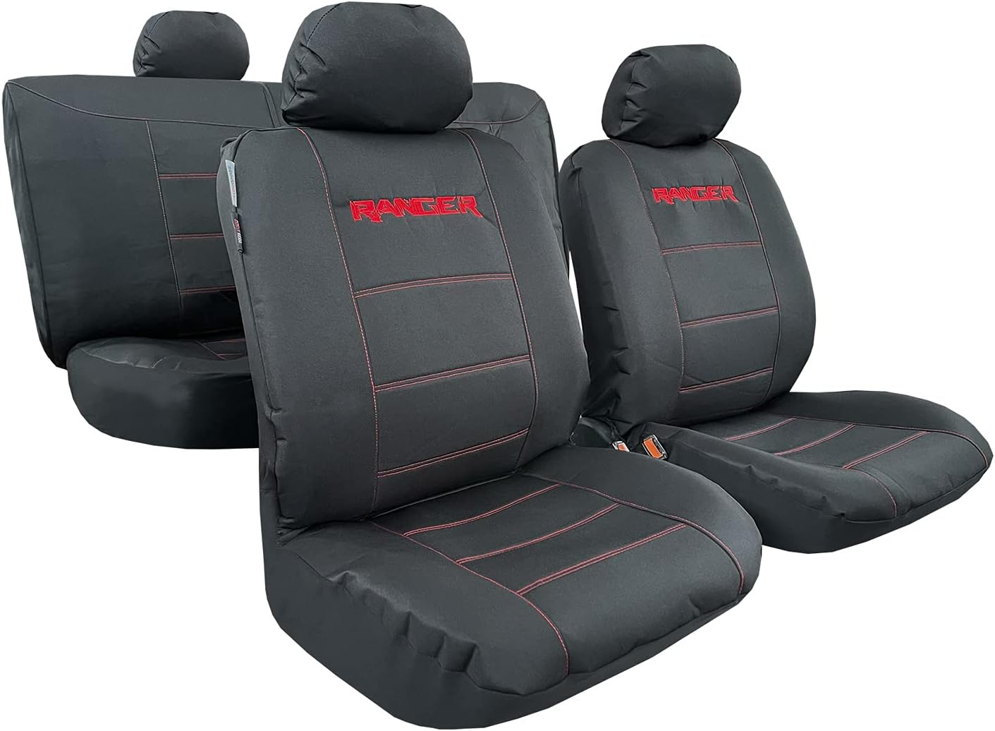 Car Seat Covers for Ford Ranger PX2 PX3 Front Set Metallic Carbon Black Mesh Heavy Duty 2006-2021 Airbag Compatible