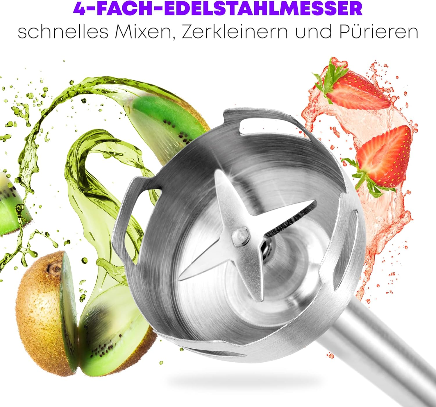 Proficook&reg; Hand Blender | Stainless Steel | 1000 Watt | Extra Long 27 Cm Rod | Speed Control | Ergonomic Soft Touch Handle | 4-Way Stainless Steel Knife | Removable Mixing Rod | PC-SM 1094 image number 4