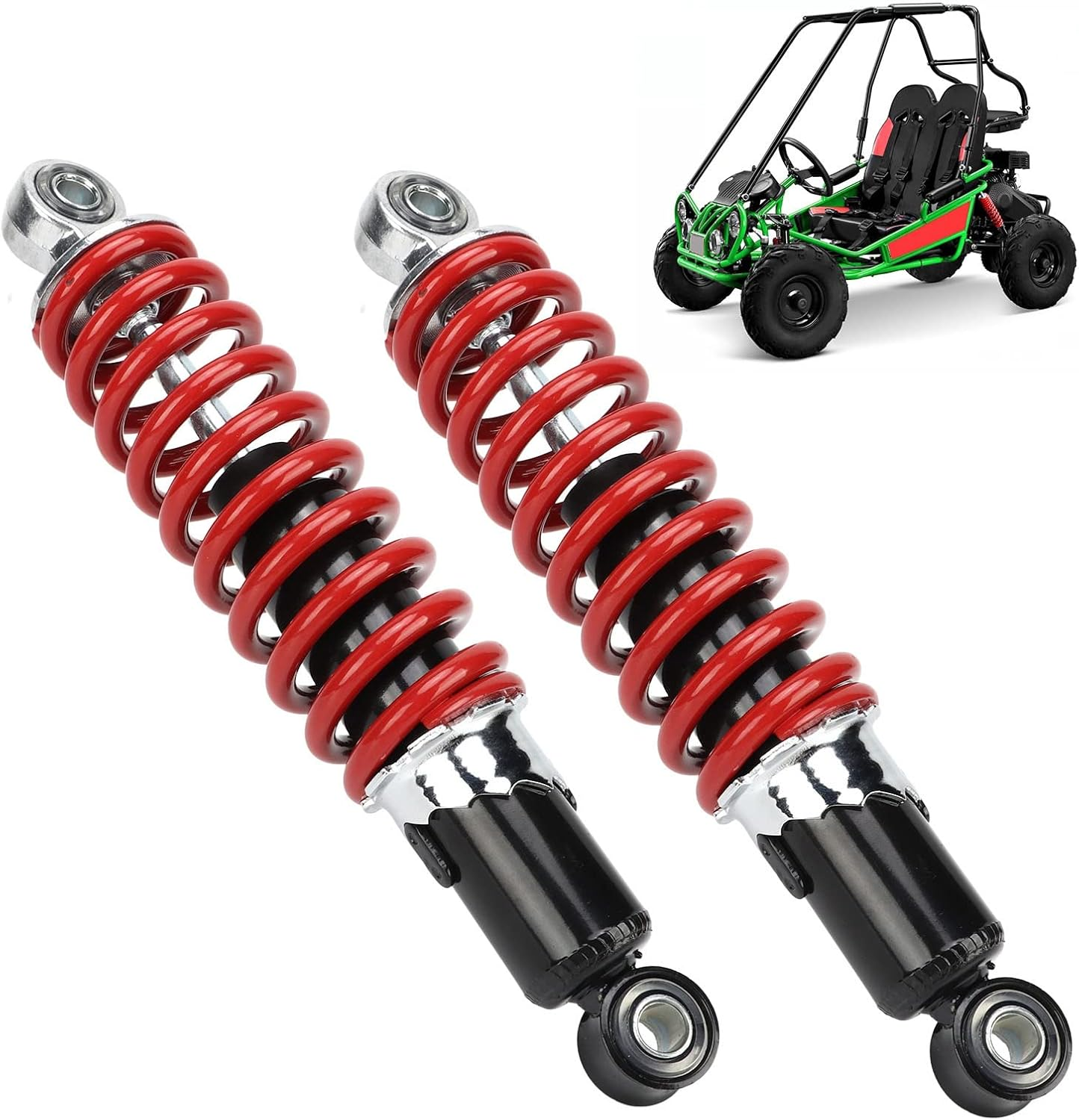 2 Pcs Suspension Shock Absorber, 250Mm Hole Center Distance, Adjustable Spring Suspension Damper for Dirt Pit Bike ATV Go Kart image number 2