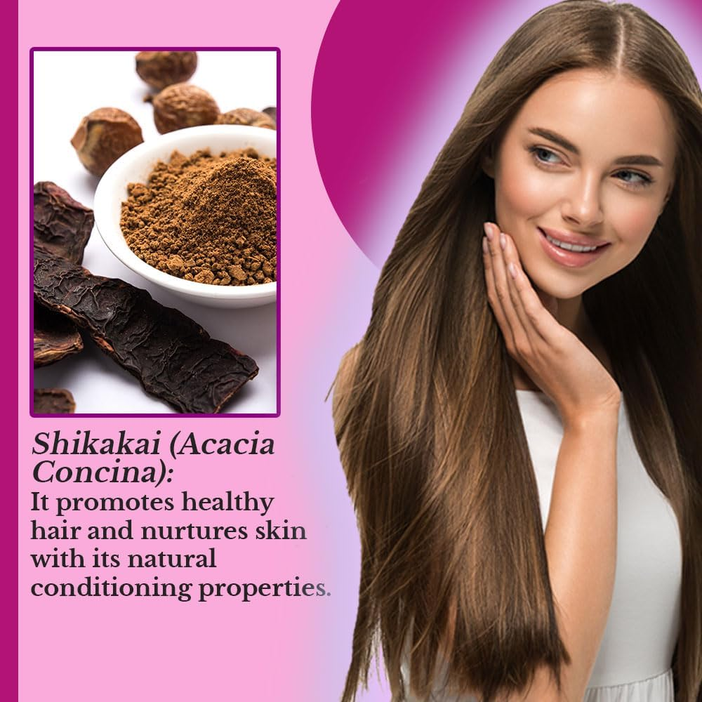 Hair Bliss- Natural Shikakai Acacia Herbal Hair & Skin Conditioning Powder- 12 Individual Sachets (10 Gm Each)- Reusable Brush & Tray Included- anti Frizz Shiny Hair & Smoother Skin by Pride of India - Natural Aloevera Powder image number 6