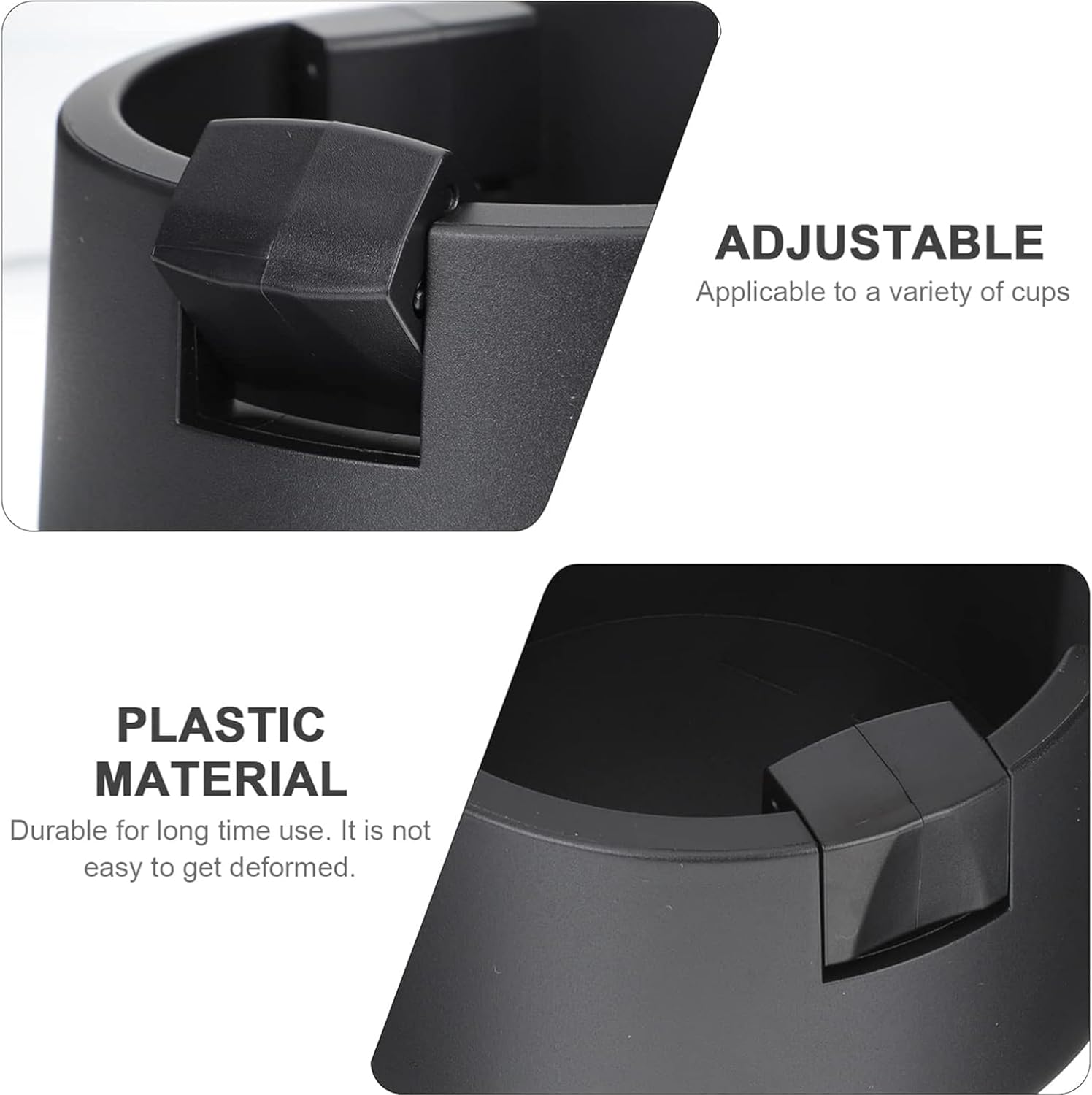 2 Pack Adjustable Anti-Spill Cup Holder for Desk &ndash; Non-Tipping, Non-Slip Plastic Drink Coaster for Office, Home & Desktop &ndash; Black image number 3