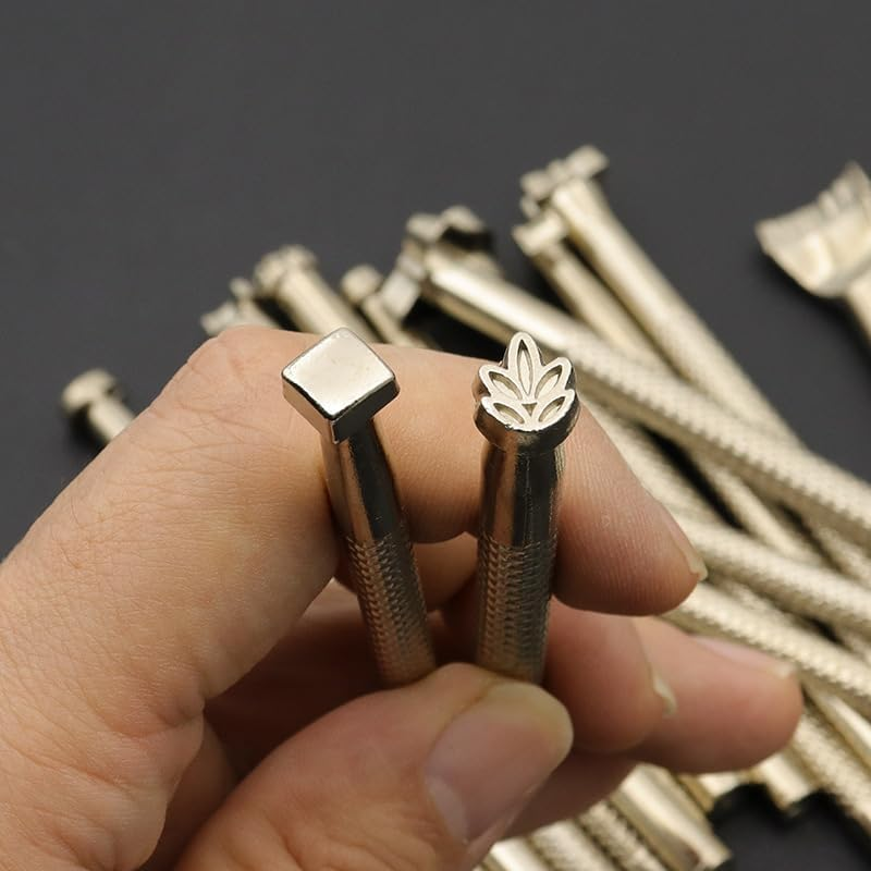 Leather Stamps Tool Set, 20 Piece Stamp Punch Kit for Carving Leather Craft DIY, Various Shapes image number 2