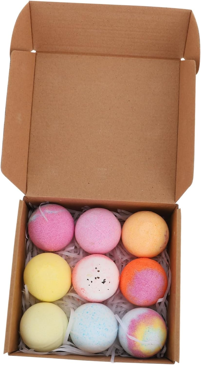 Essential Oils Bath Bombs Set 9Pcs 60G Each Dried Flowers Relaxing Bath Fizzing Balls for Spa and Relaxation image number 2