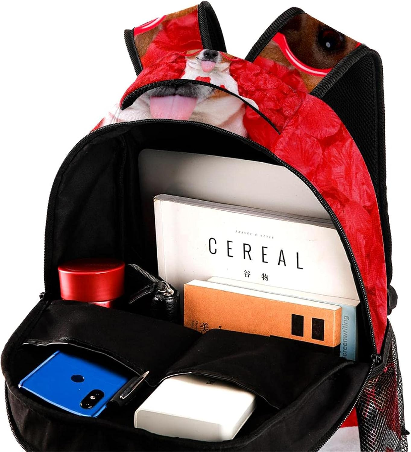 Russell Dog Sticking Out Tongue Wearing Sunglasses Backpack Students Shoulder Bags Travel Bag College School Tote Backpacks image number 4