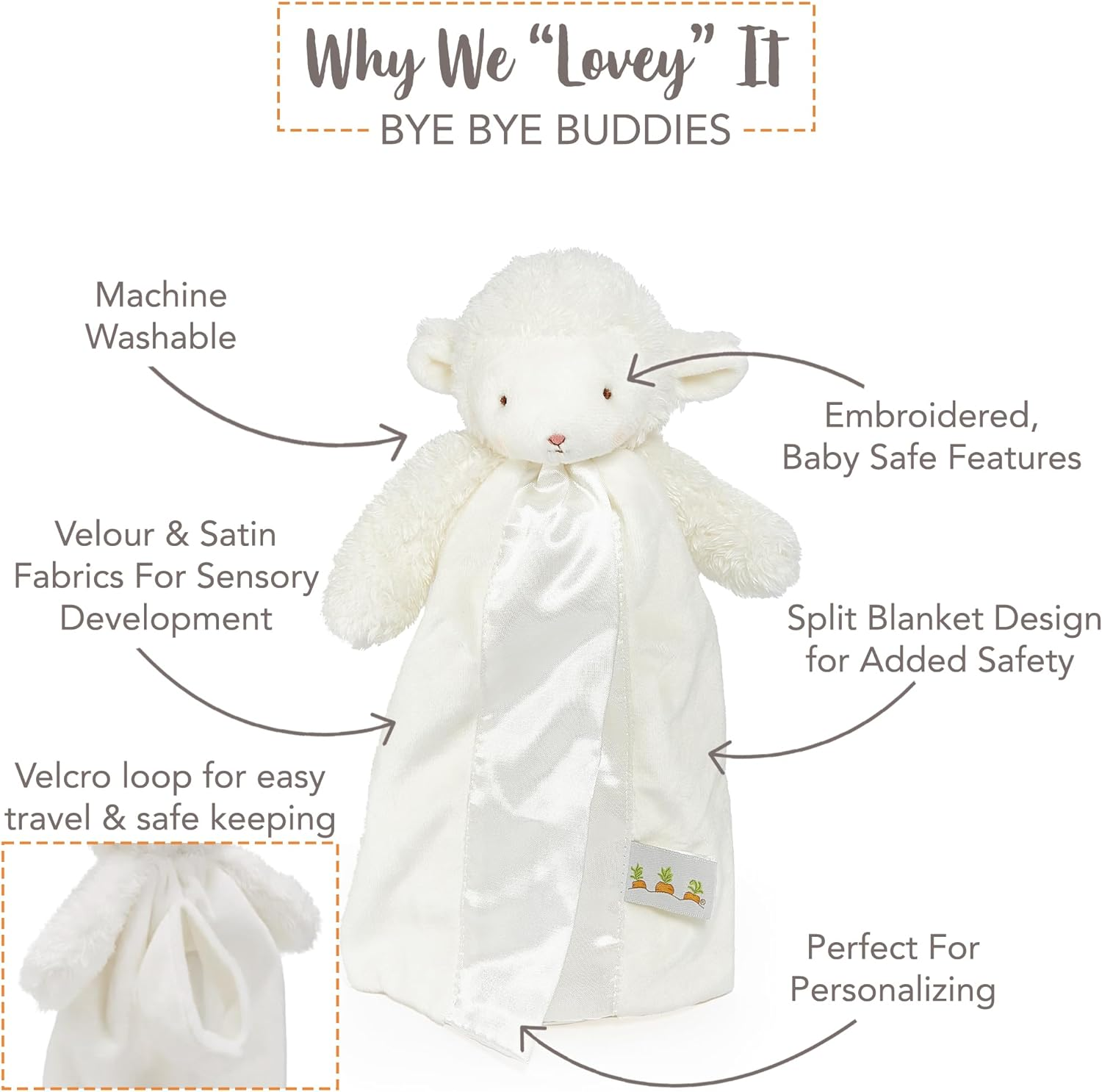 Bunnies by the Bay Bye Bye Buddy Kiddo Lamb Soft Toy, White image number 6