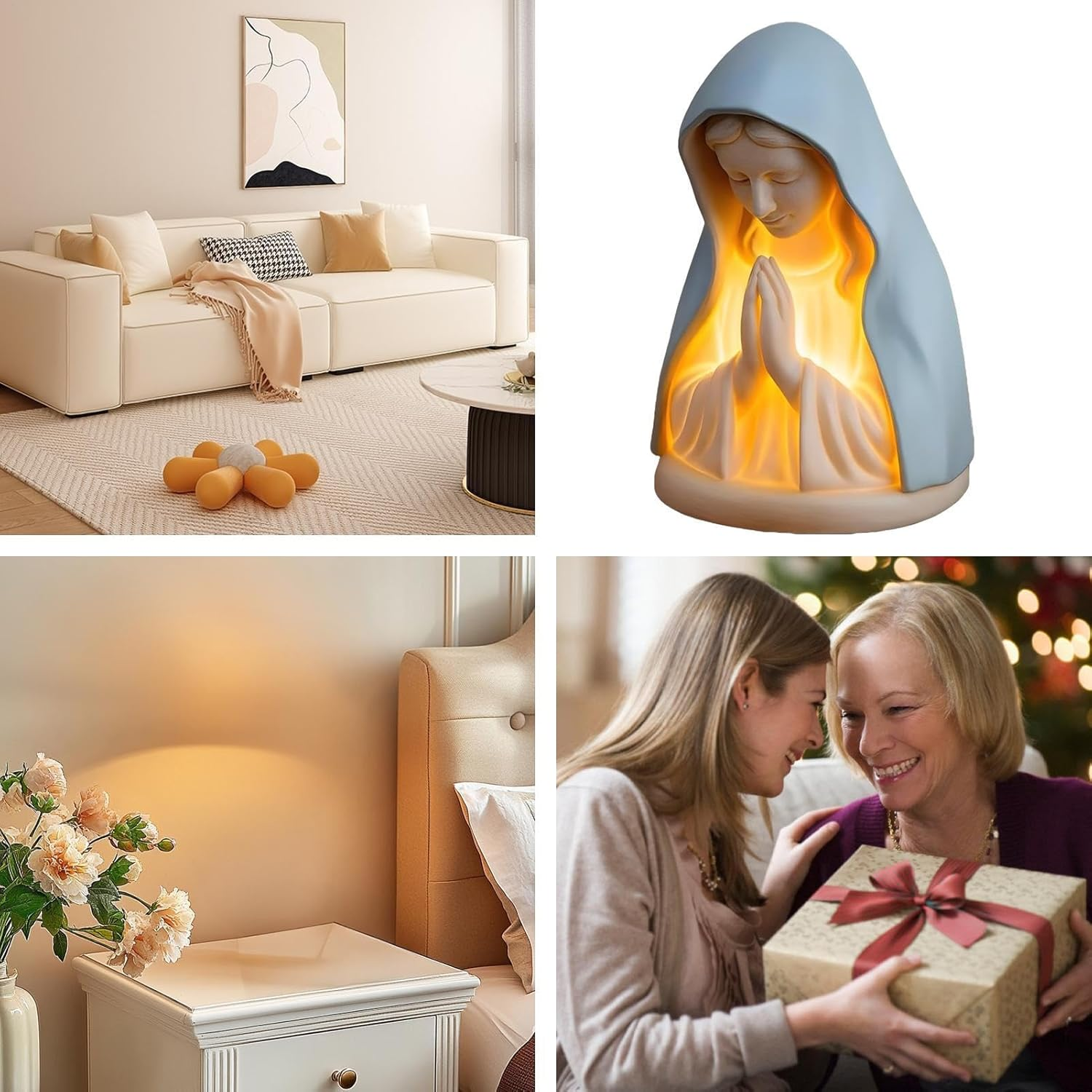 Prayer Night Light | Sacred Virgin Mary Statue Night Light | Soft Eye Protection Desk Accessories for Nursery Reading Corne Dorm Home Hallway Prayer Room Kitchen image number 2