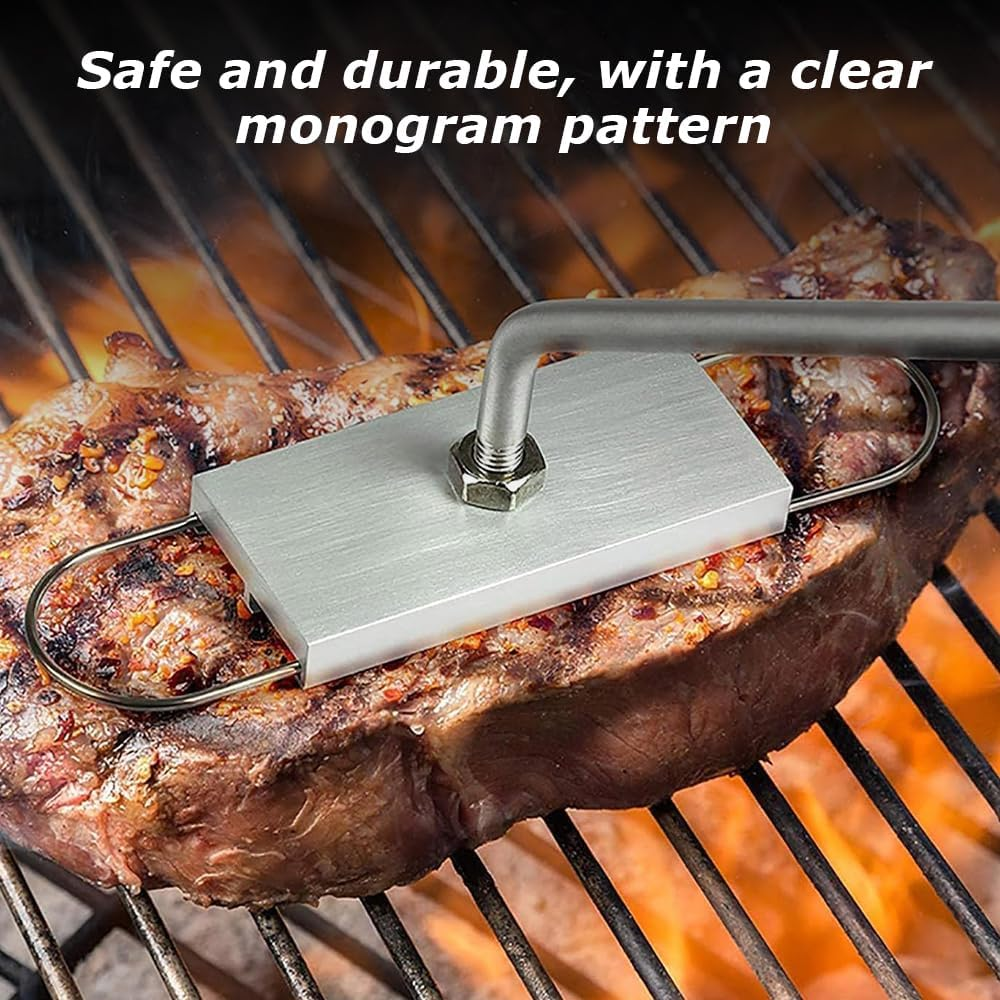 Grilling Iron with English Letters, Aluminum Alloy Steak Ferric, Long Handle Bake Tool, for Outdoor Grilling Steaks, Cakes, Home Gardening image number 1