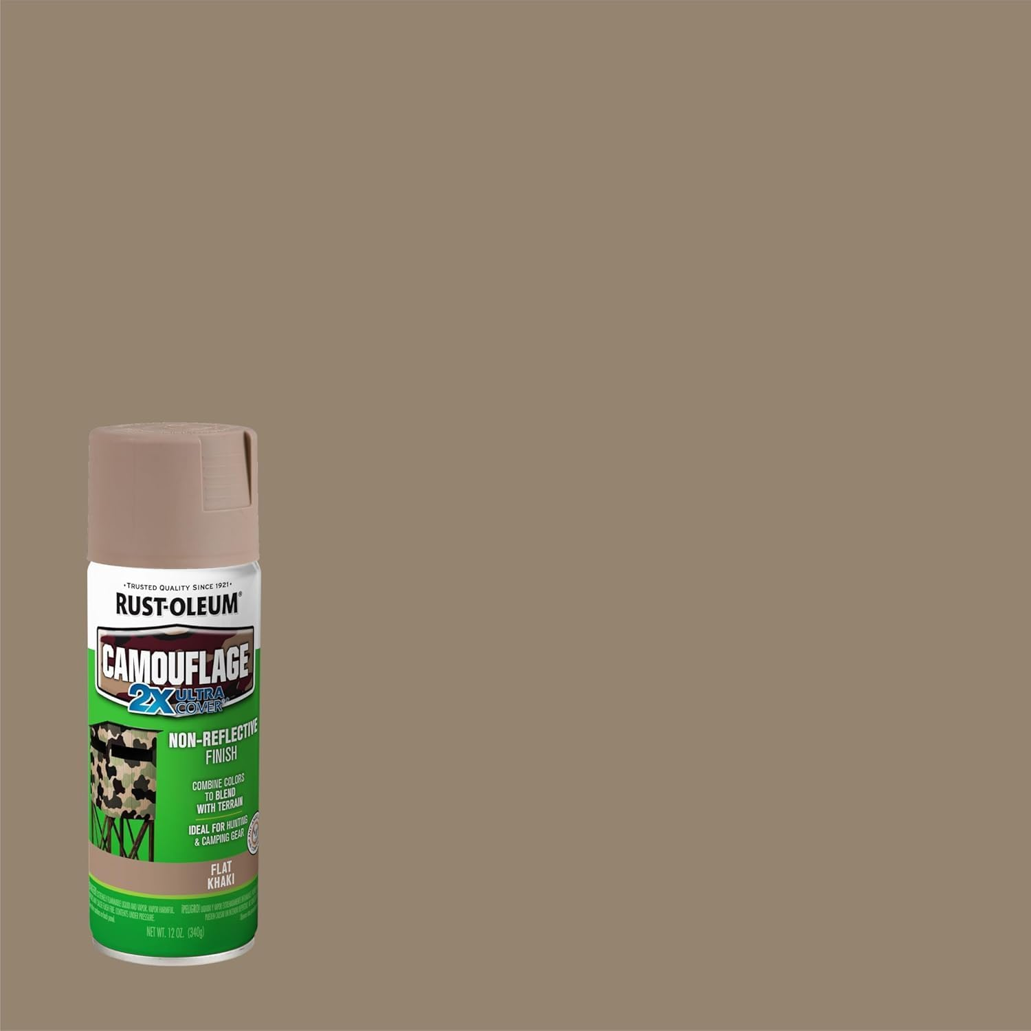Rust-Oleum Camouflage Spray Paint 340G - Khaki, Flat Non-Reflective Finish, Multi-Surface for Metal, Wood & Masonry &ndash; Fast-Drying for Durable Outdoor Use - Black image number 4