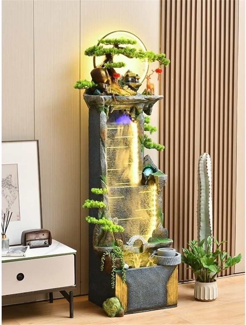 Outdoor Fountain Indoor Water Fountain Waterfall with Lighting, 147Cm Tall Tiered Fountains for Garden, Patio, Backyard Decor