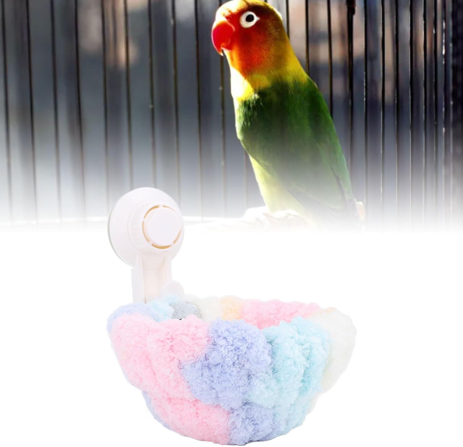 Winter Warm Bird Nest House, Plush Bird Nest with Suction Cup for Car Window Outdoor, Bird Parrot Nest Hammock Sleeping Bed for Pet Parrot Parakeet Cockatiel (Large) image number 2