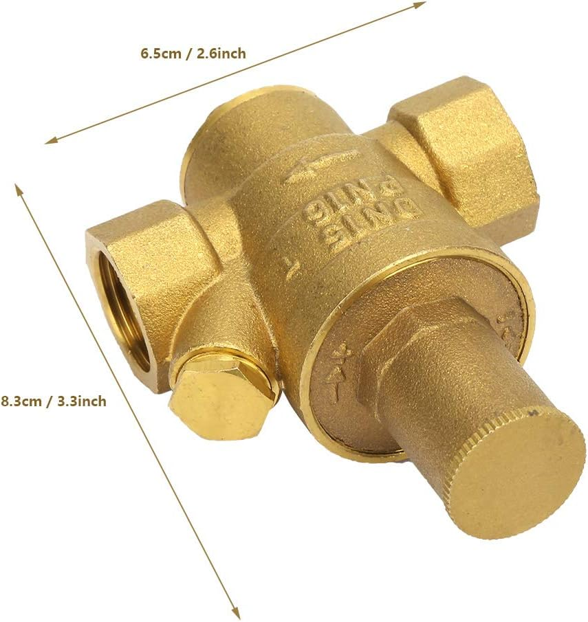 Adjustable Brass Water Pressure Regulator Valve, 1Pc Brass Adjustable Water Pressure Reducing Regulator Valve Thread DN15 1/2 with Pressure Adjustment Knob image number 4