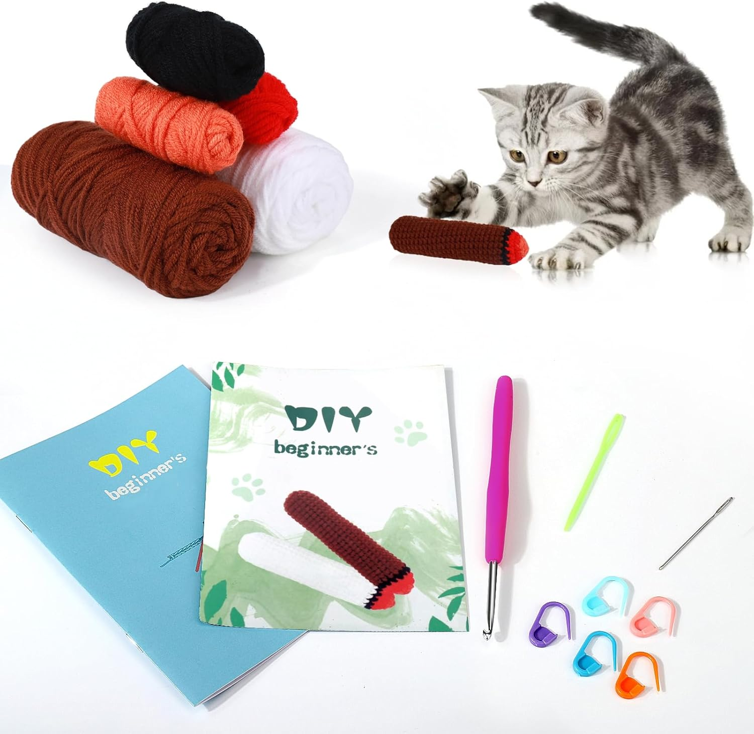 XANGNIER Crochet for Cool Cat Catnip Toys,Refillable Nip Funny Toys for Cats,Cat Stuff for Indoor Cats image number 1