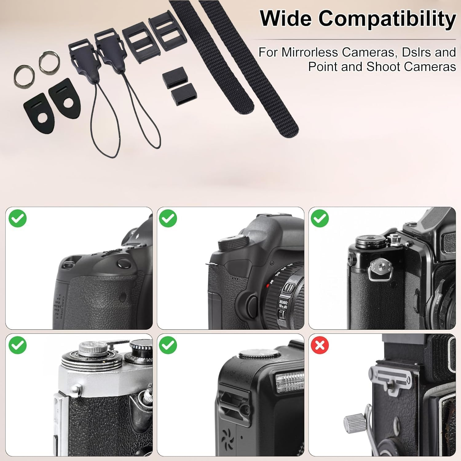 Camera Strap, Retro Cotton Camera Shoulder Straps Adjustable Camera Neck Strap for All Cameras Dslr/Slr/Mirrorless Sony Canon Nikon Olympus Photographer'S Assistant - Black And White Square image number 3