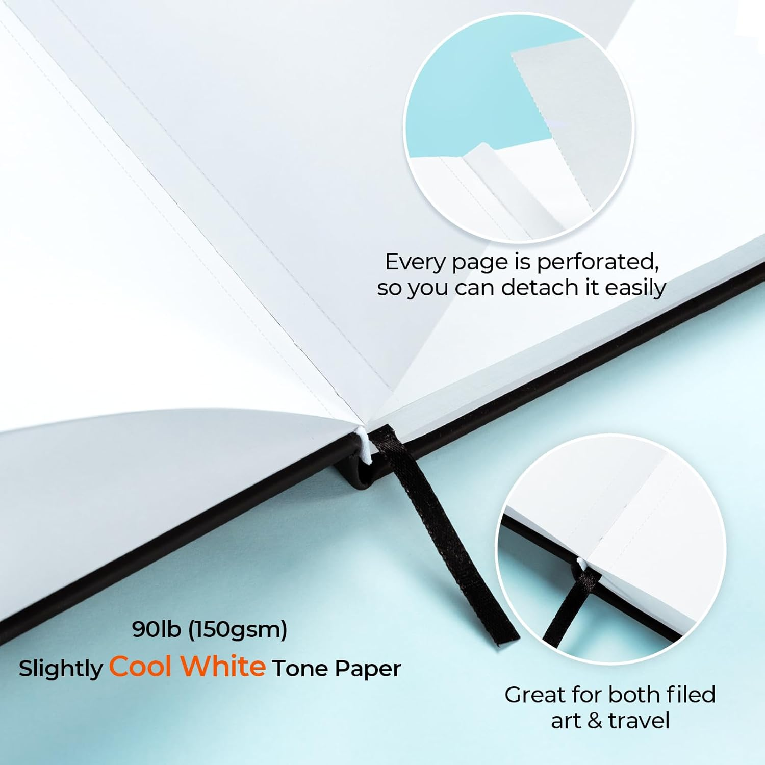 Ohuhu Double Sided Marker Pads Art Sketchbook Bleedproof - 8.3X8.3 Square Art Sketch Book Drawing Papers 60 Sheets/120 Pages 90LB/150GSM Hardcover Sketching Books for Alcohol Marker Painting Coloring image number 3